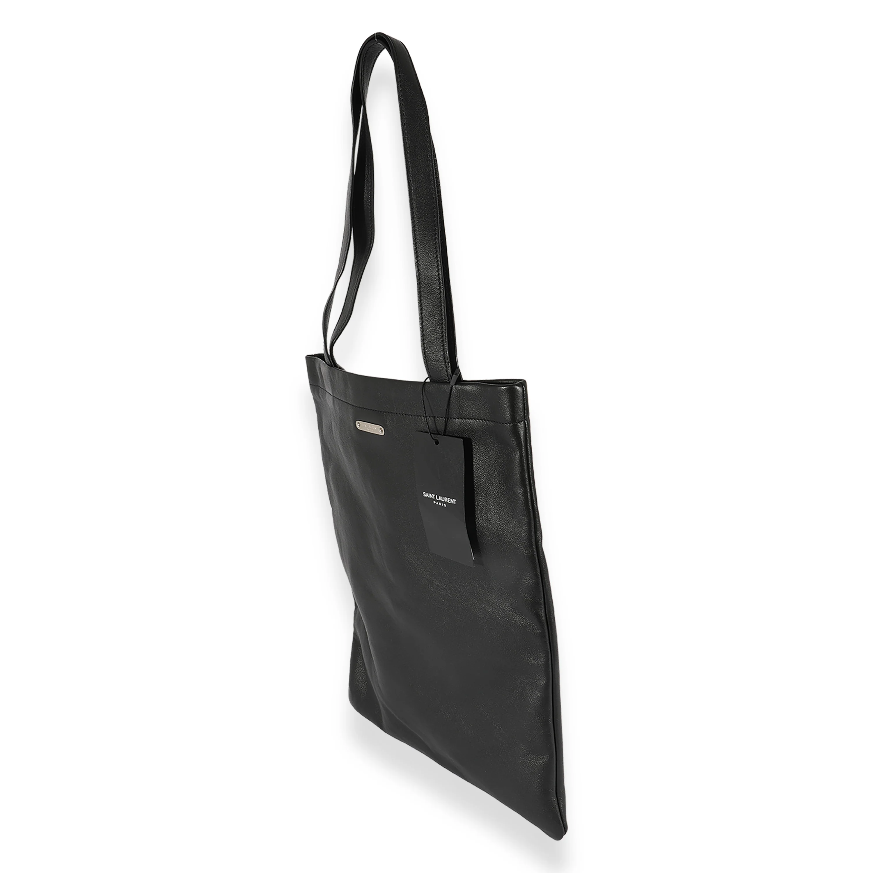 Black Calfskin Flat Shopping Tote - Image 2
