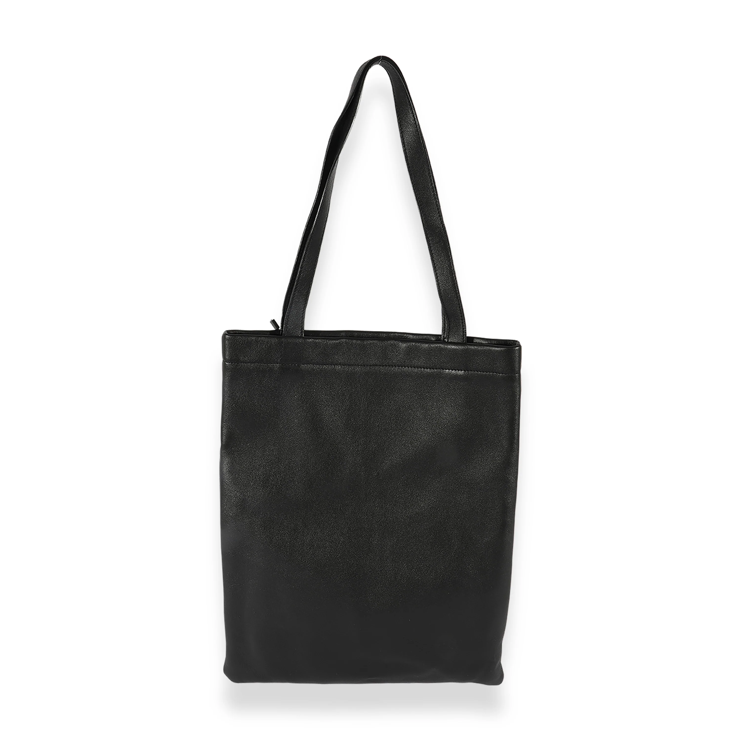 Black Calfskin Flat Shopping Tote - Image 3