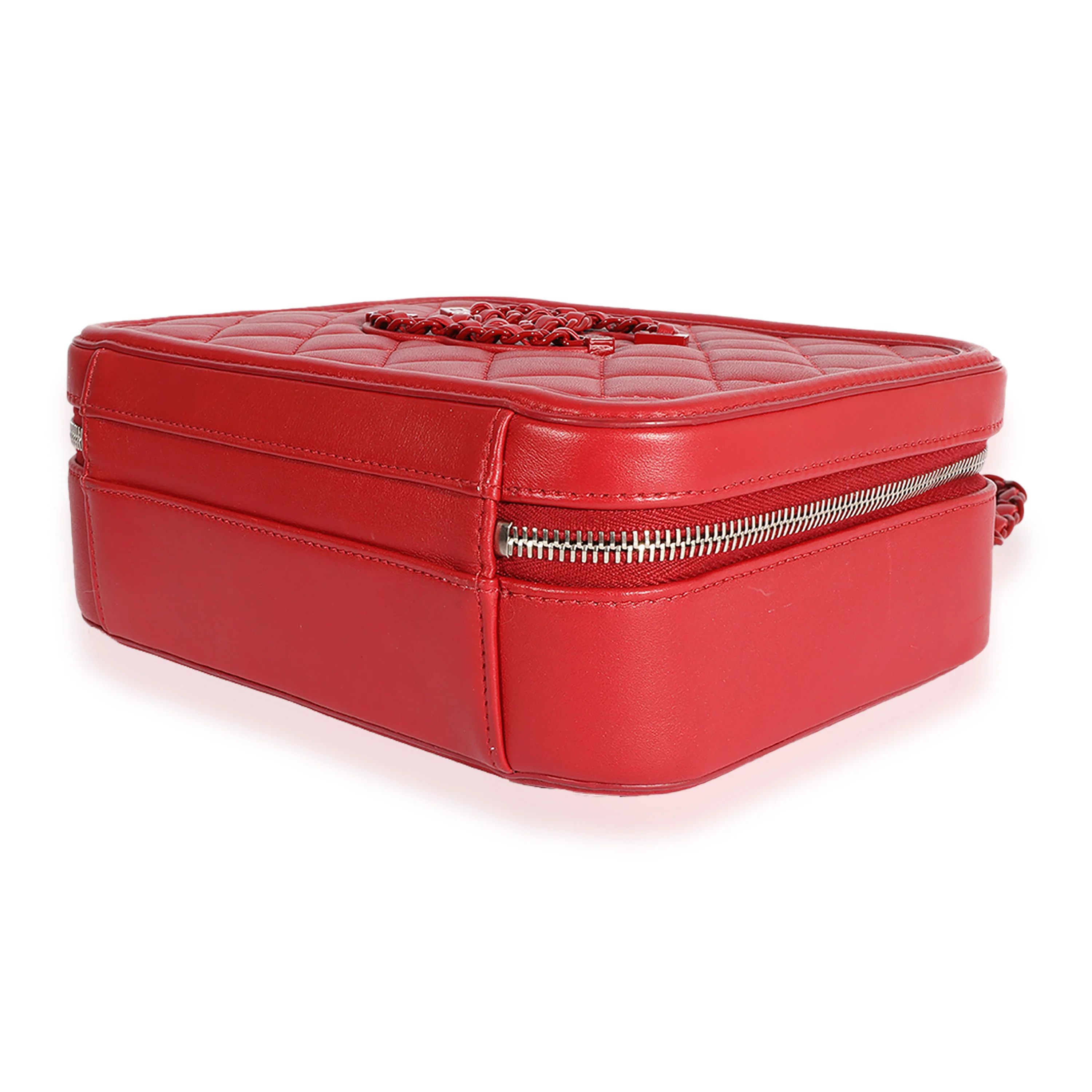 Chanel Red Quilted Lambskin Medium Filigree Vanity Case - Image 7