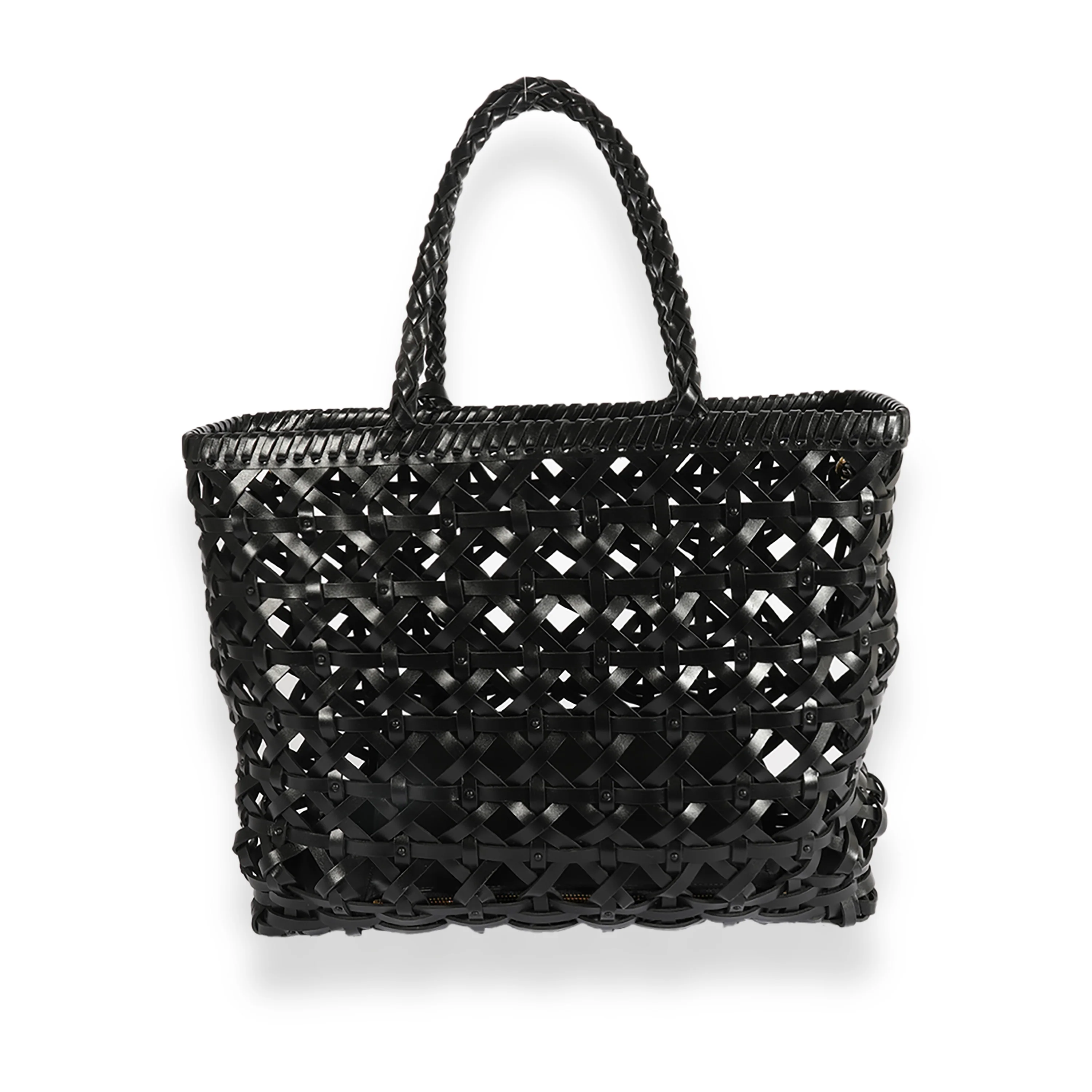 Christian Dior Black Woven Leather Large Lady Dior Bag - Image 3