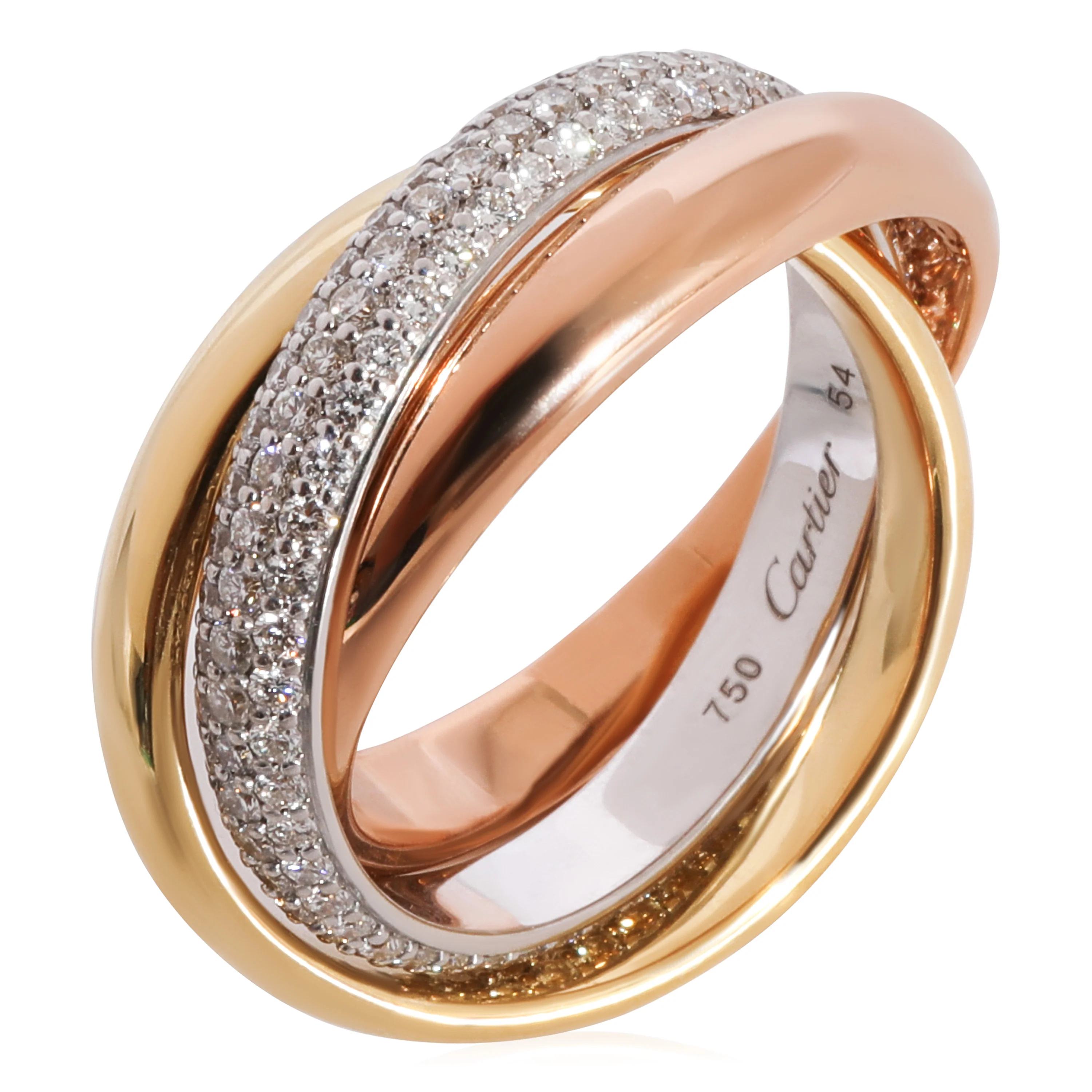 Trinity Diamond Ring in 18K 3 Tone Gold 0.99 CTW - Image 5
