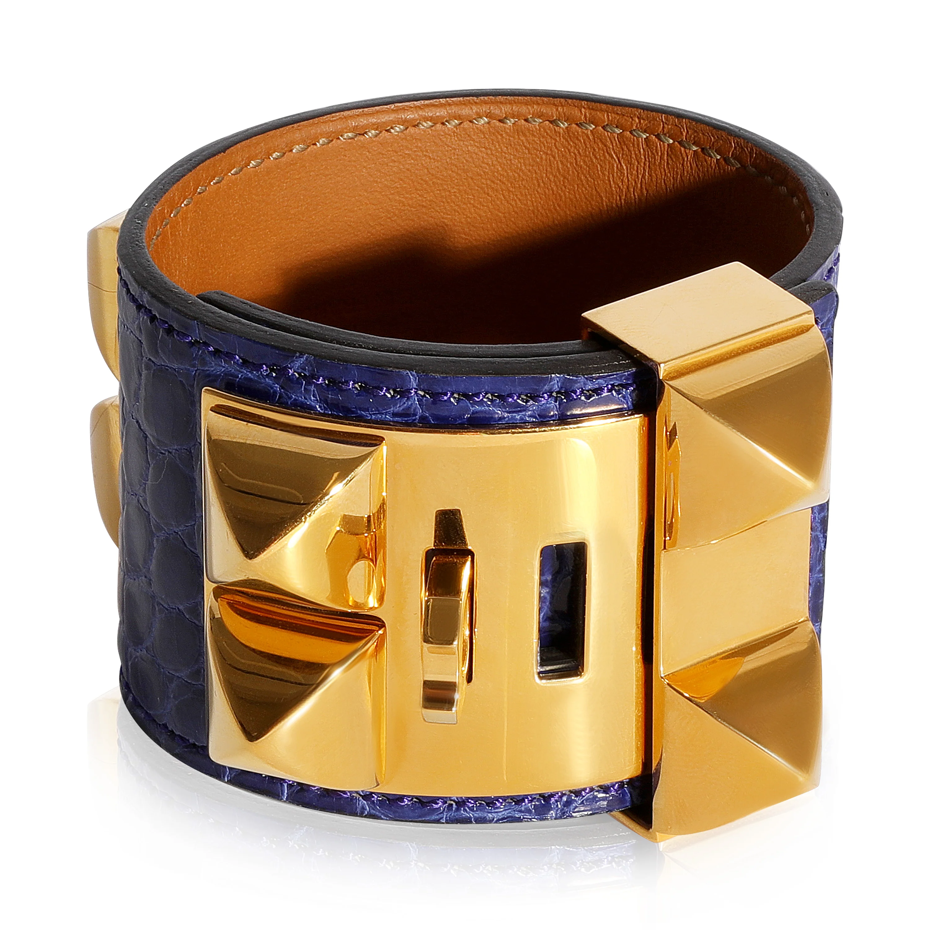 Hermès Collier de Chien Bracelet Blue Shiny Alligator 2014 - Image 5