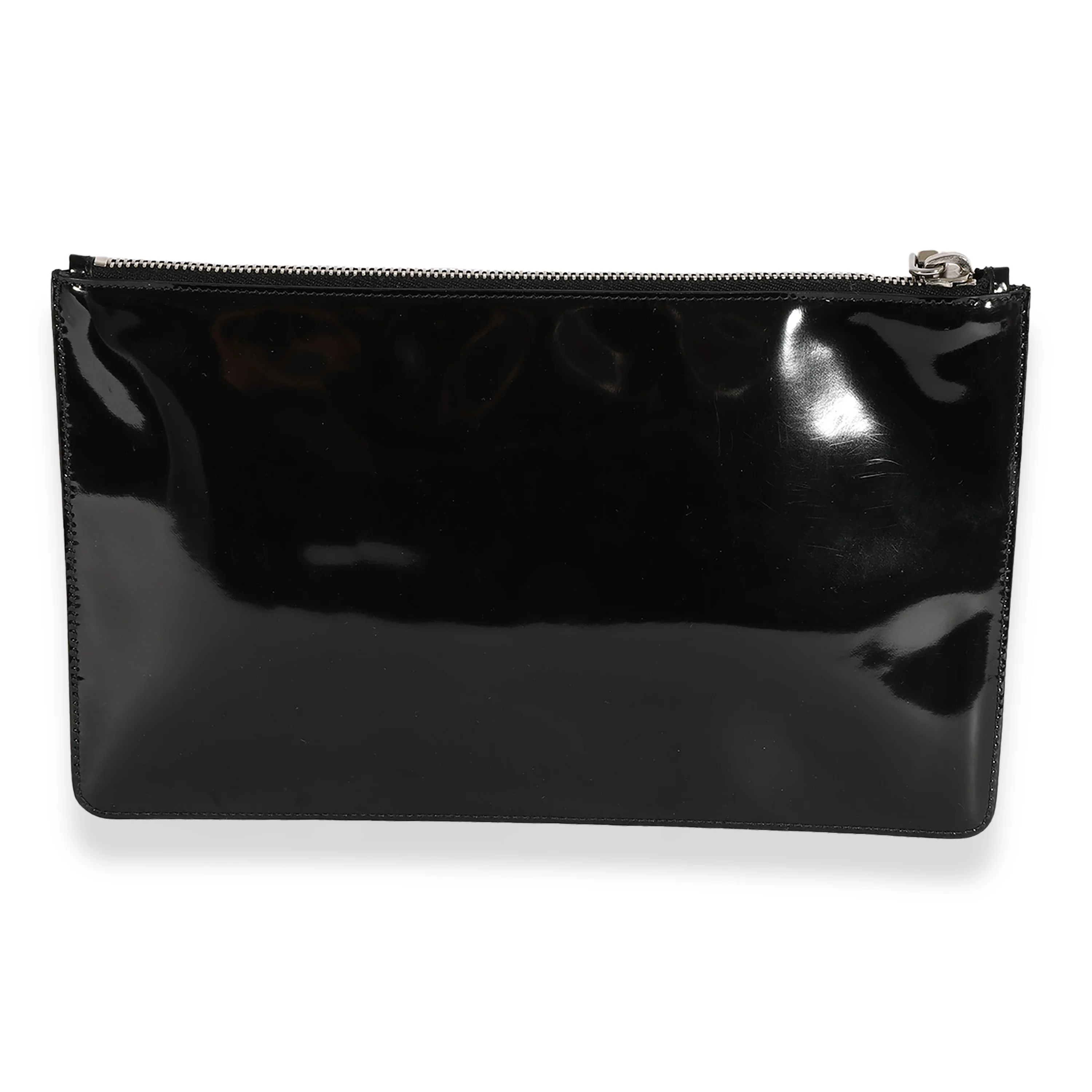 Prada Black Patent Leather Grommet Zip Case - Image 3