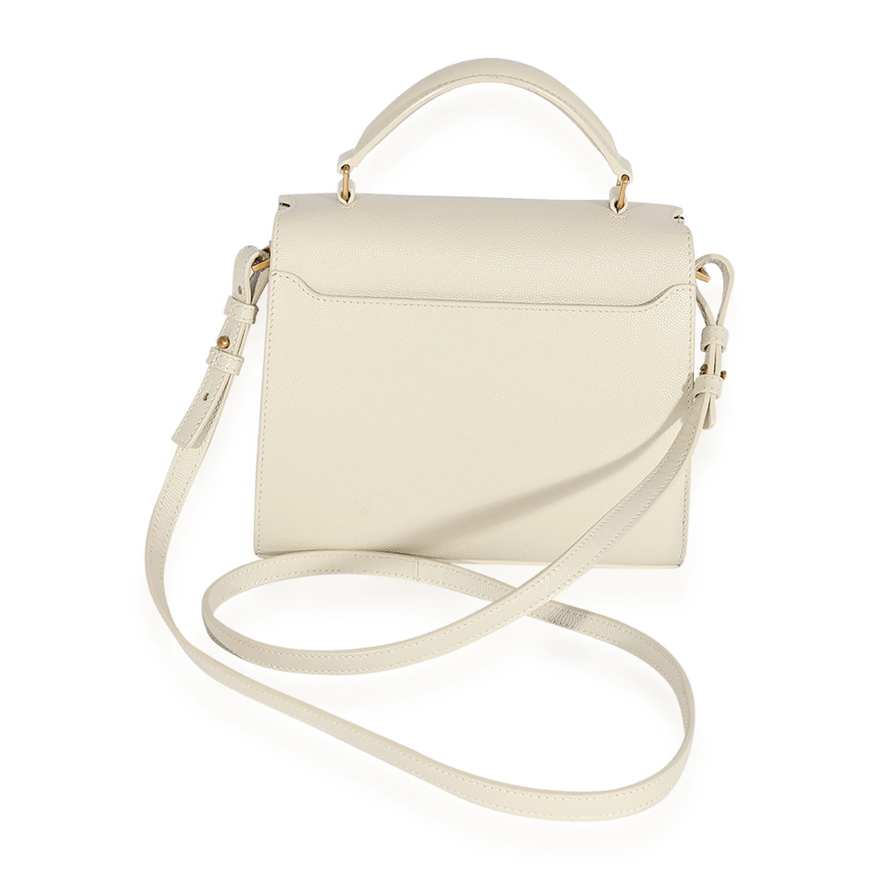 Saint Laurent Blanc Vintage Grain De Poudre Cassandra Mini Top Handle Bag - Image 3