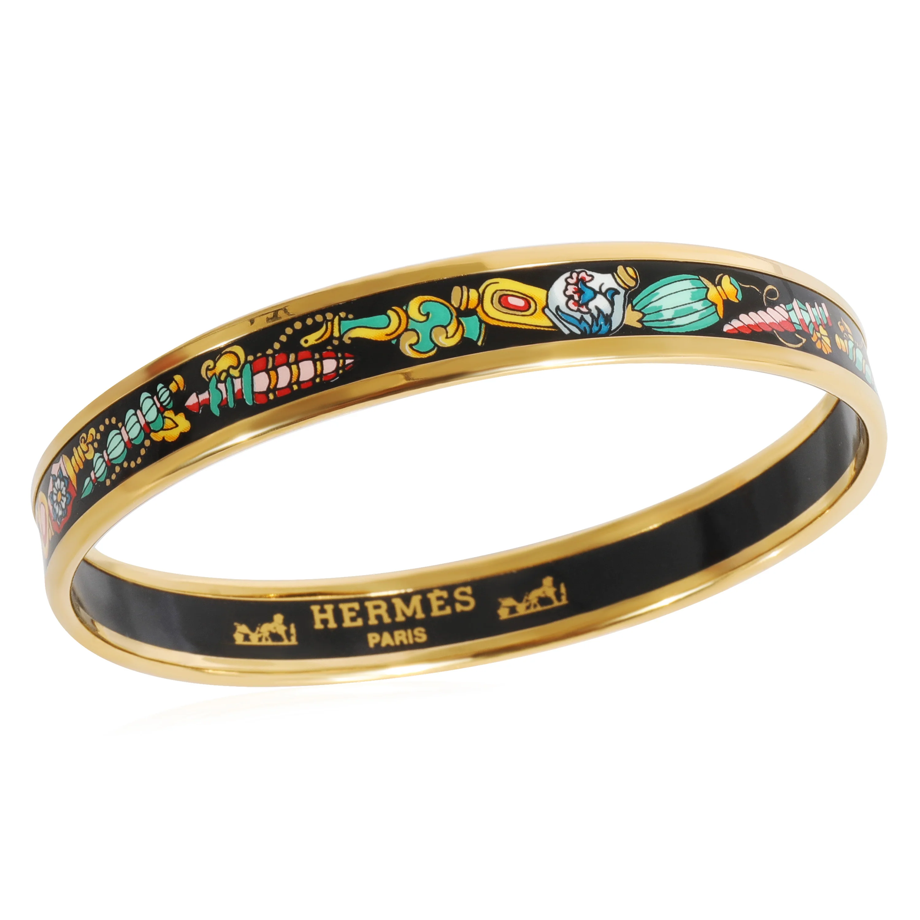 Hermès Plated Enamel Narrow Black Enamel Qu Importe Les Flacons Bracelet (67MM) - Image 3