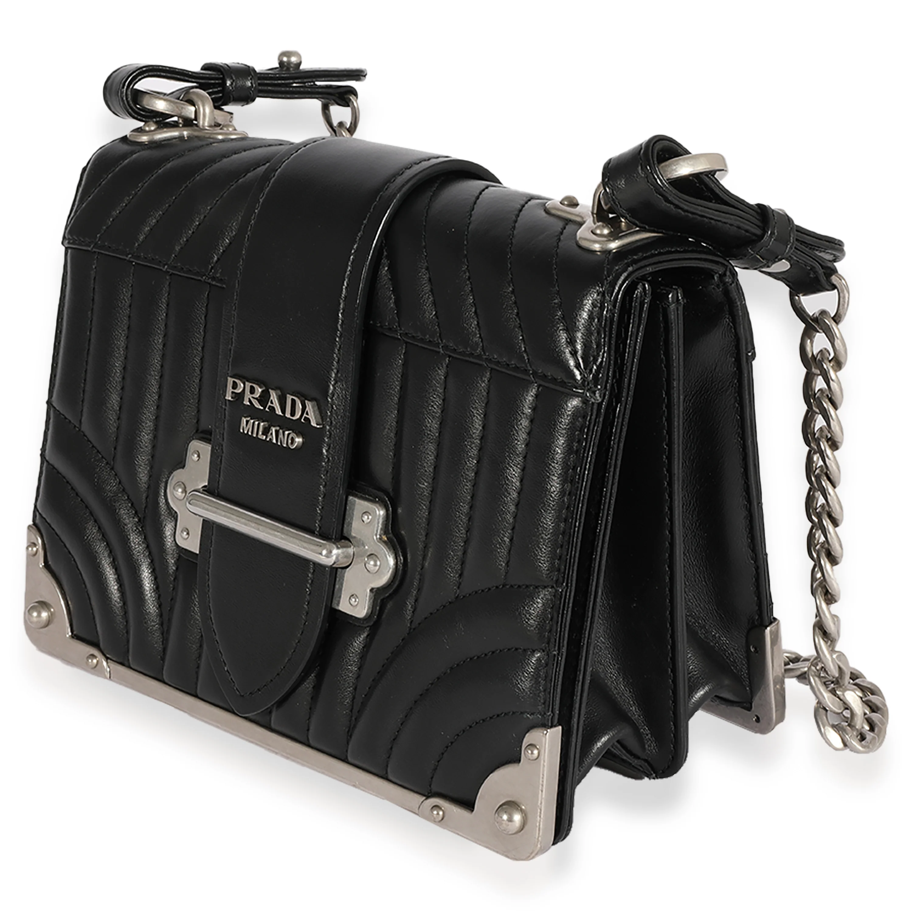 Black Prada Soft Calfskin Impunture Diagramme Cahier Crossbody Bag - Image 2