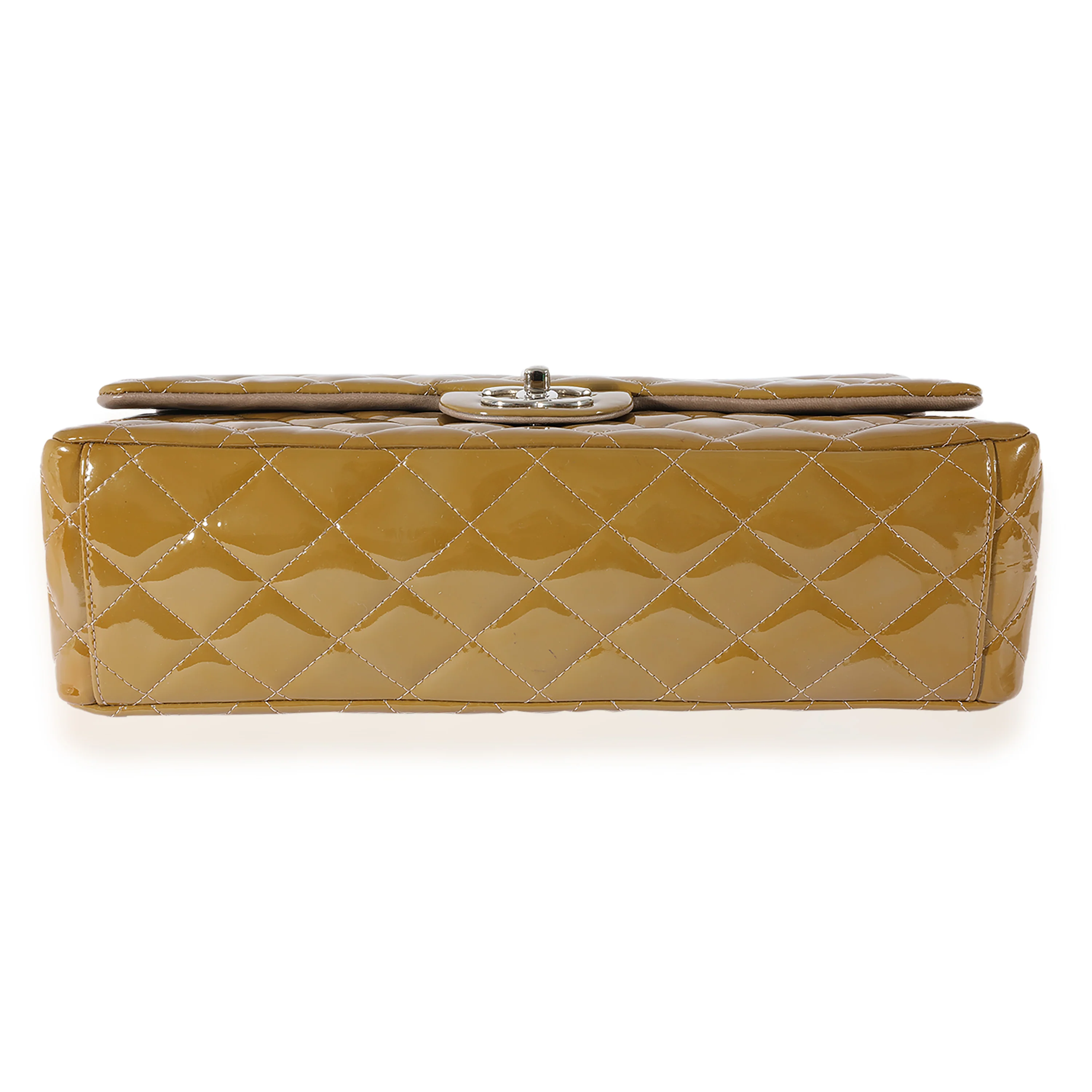 Chanel Tan Quilted Patent Leather Maxi Double Flap - Image 5