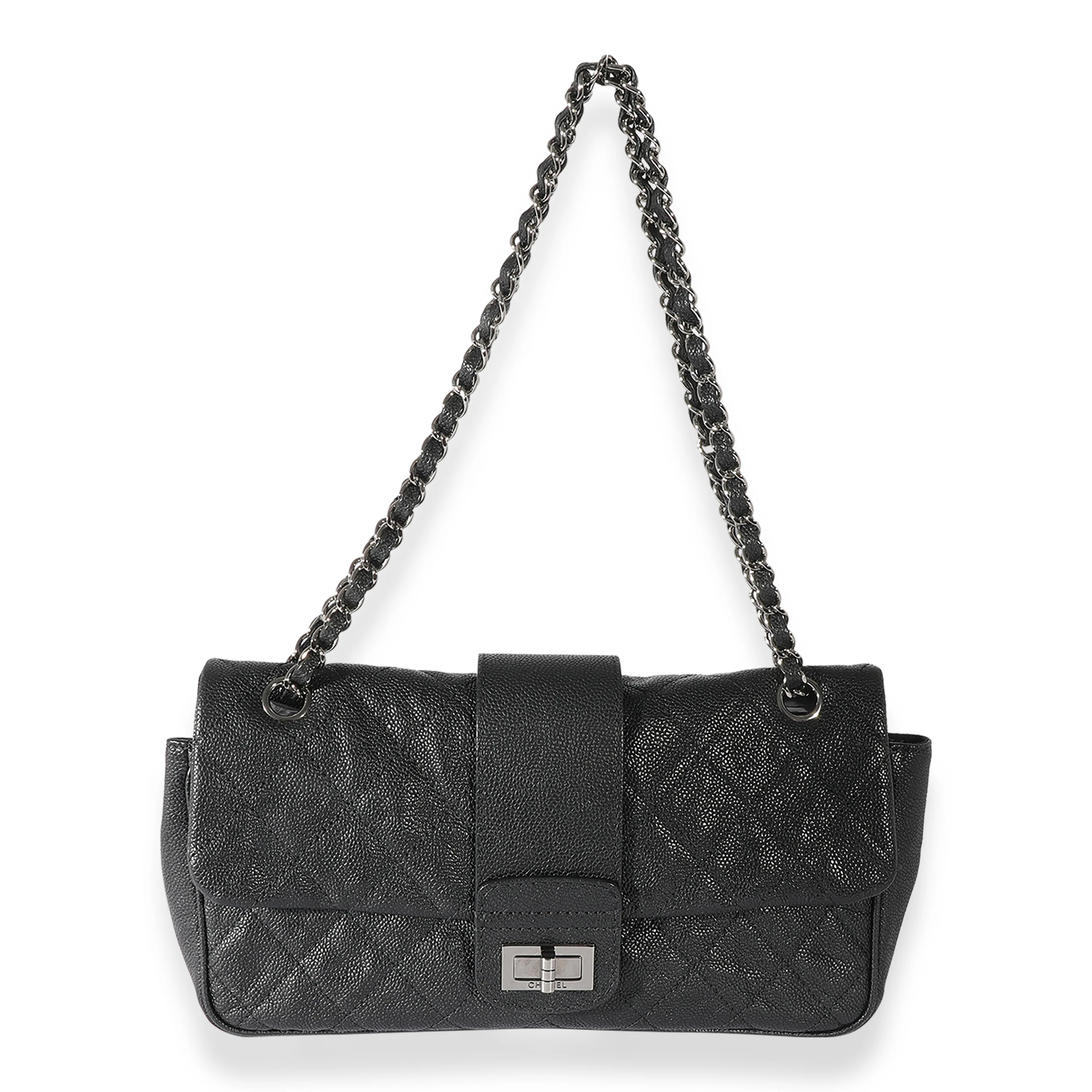 Chanel Black Quilted Caviar Reissue Strap Flap Bag - Image 4