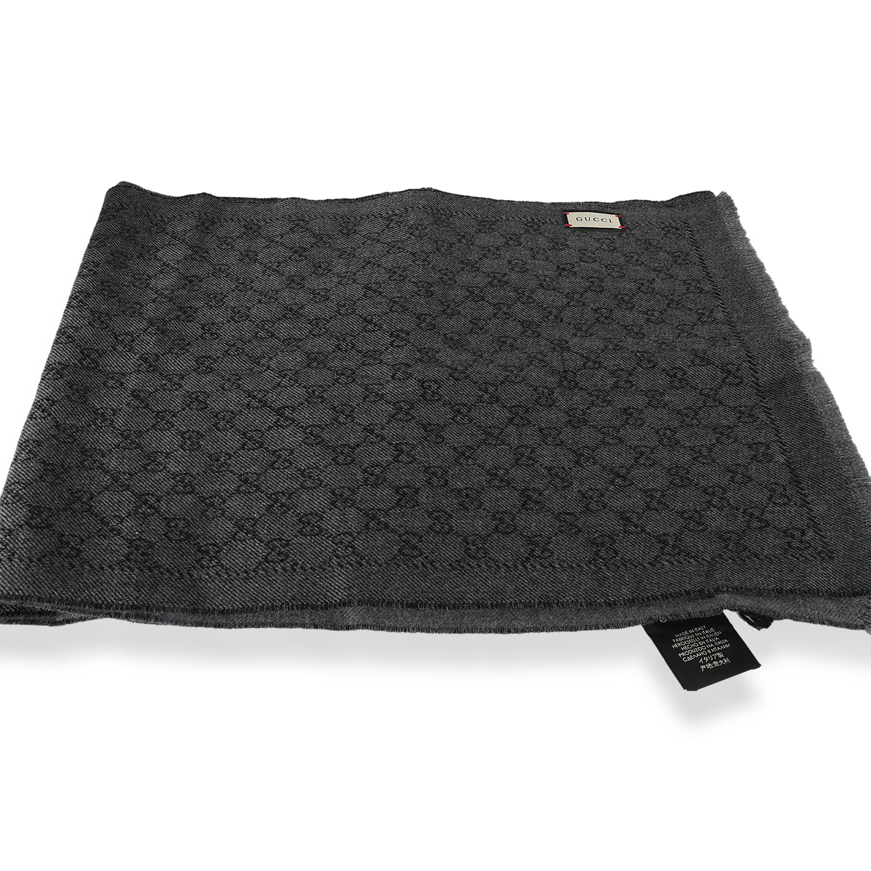 Gucci Grey Wool GG Scarf
