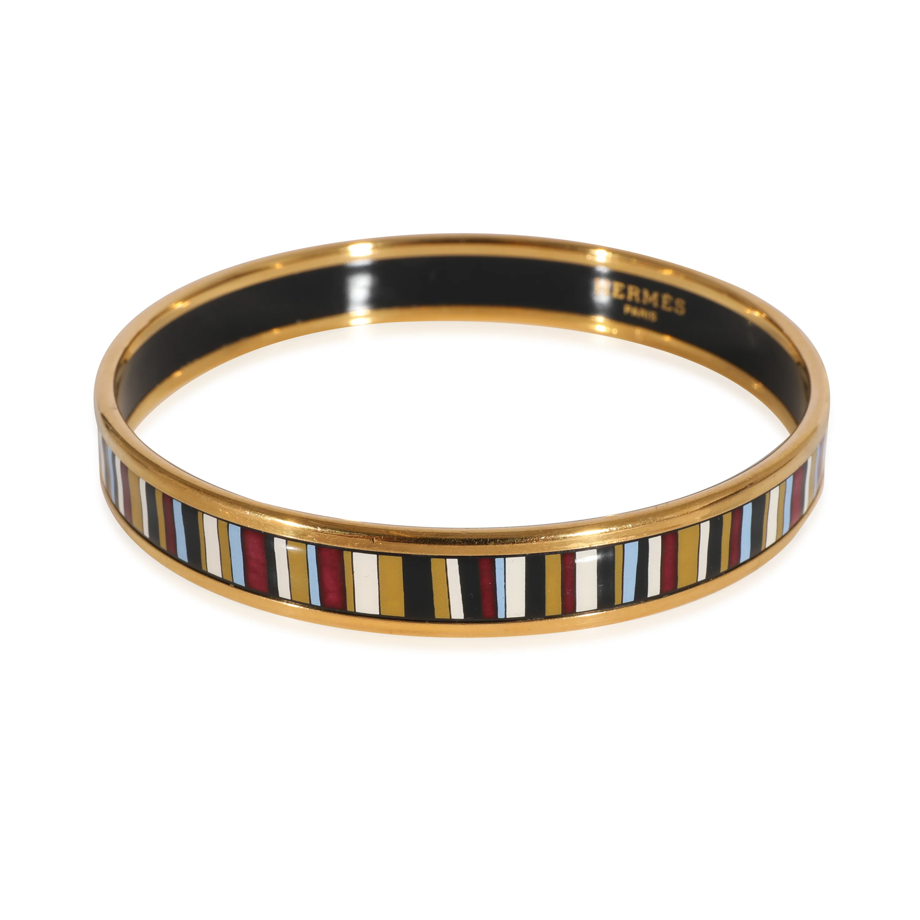 Hermès Plated Enamel Narrow Carioca Stripes Bangle (62mm) - Image 2