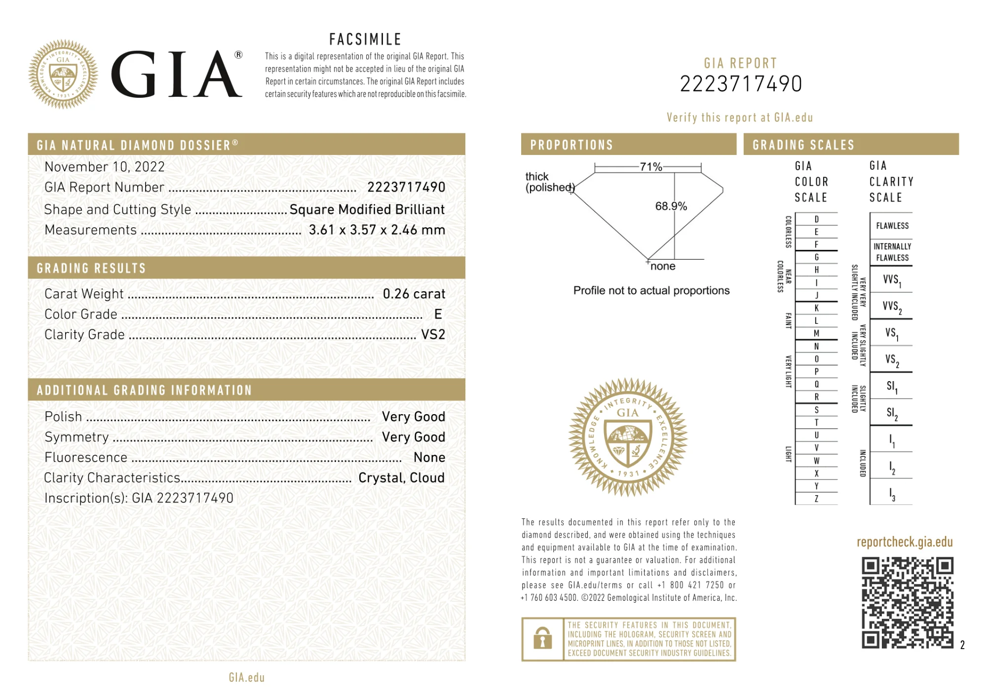 GIA Certified 0.26 Ct Princess cut E VS2 Loose Diamond - Image 2