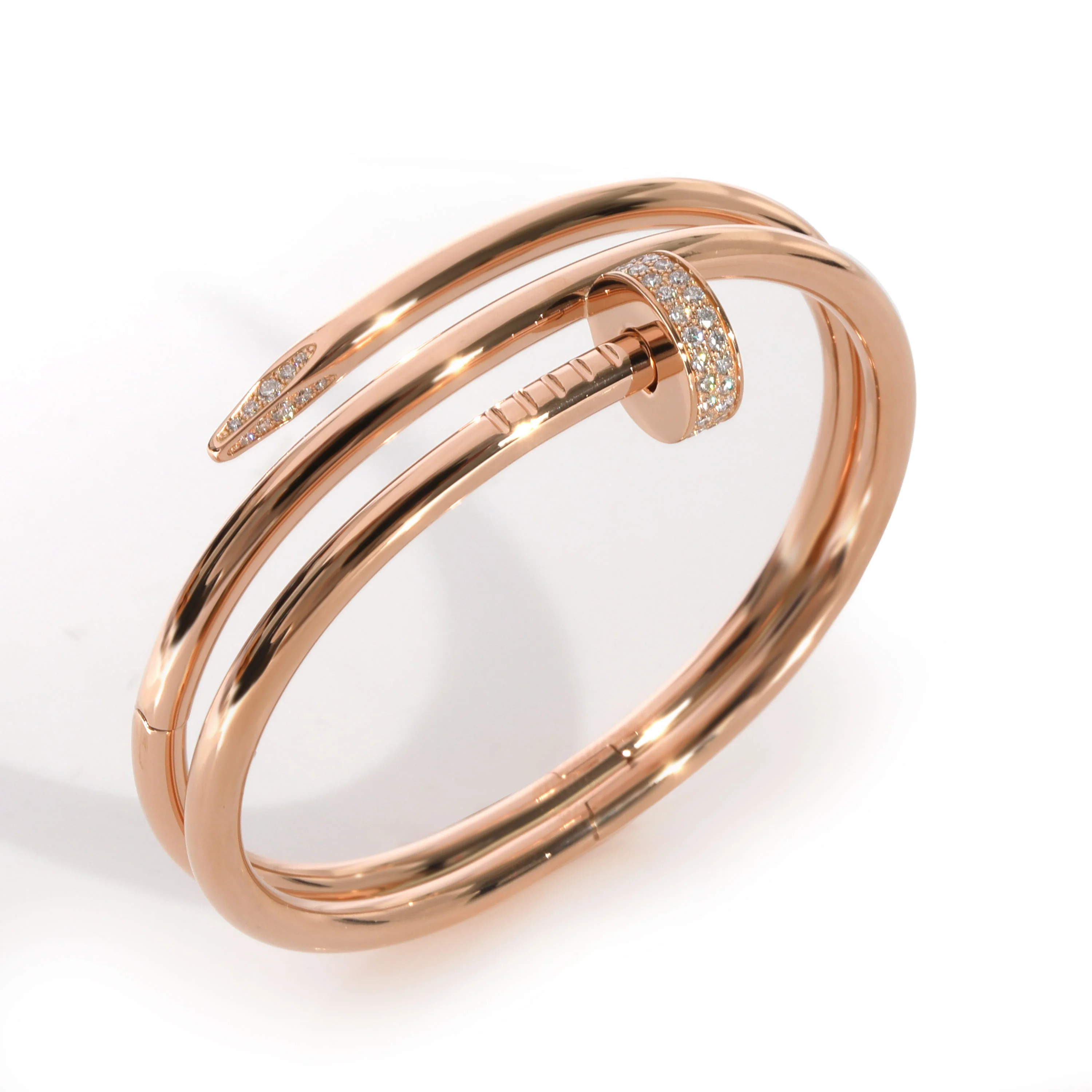 Cartier Juste Un Clou Double Wrap Diamond Bracelet in 18K Rose Gold (Size 15) - Image 3