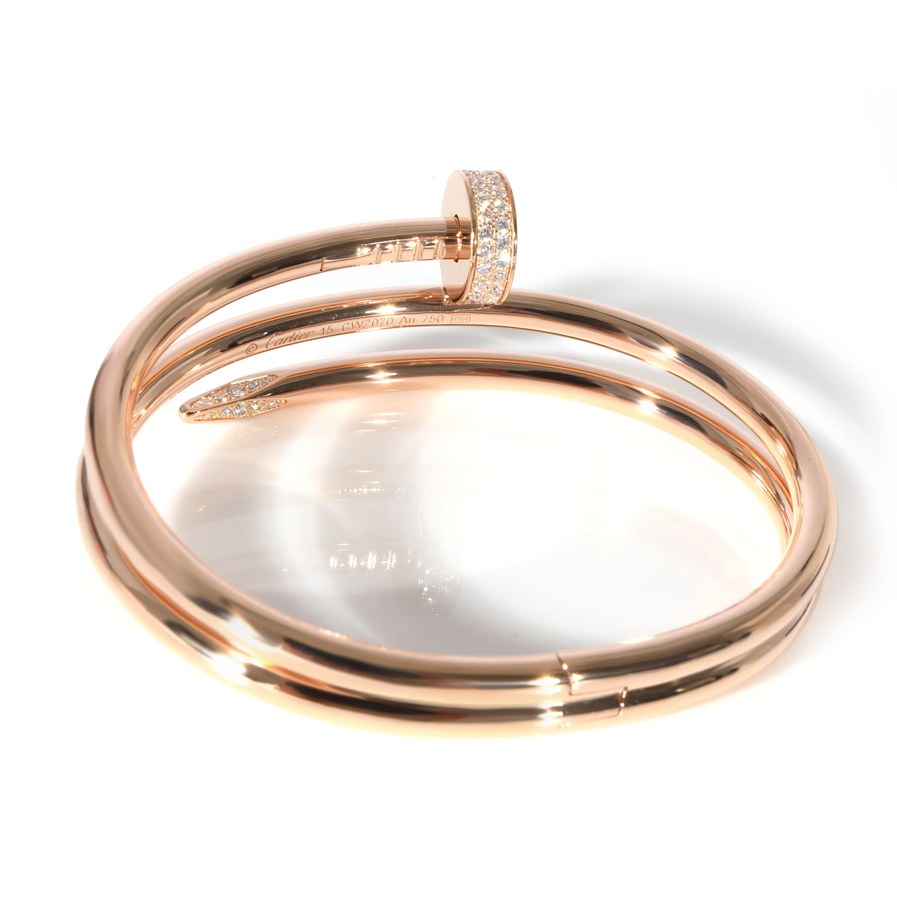 Cartier Juste Un Clou Double Wrap Diamond Bracelet in 18K Rose Gold (Size 15) - Image 4