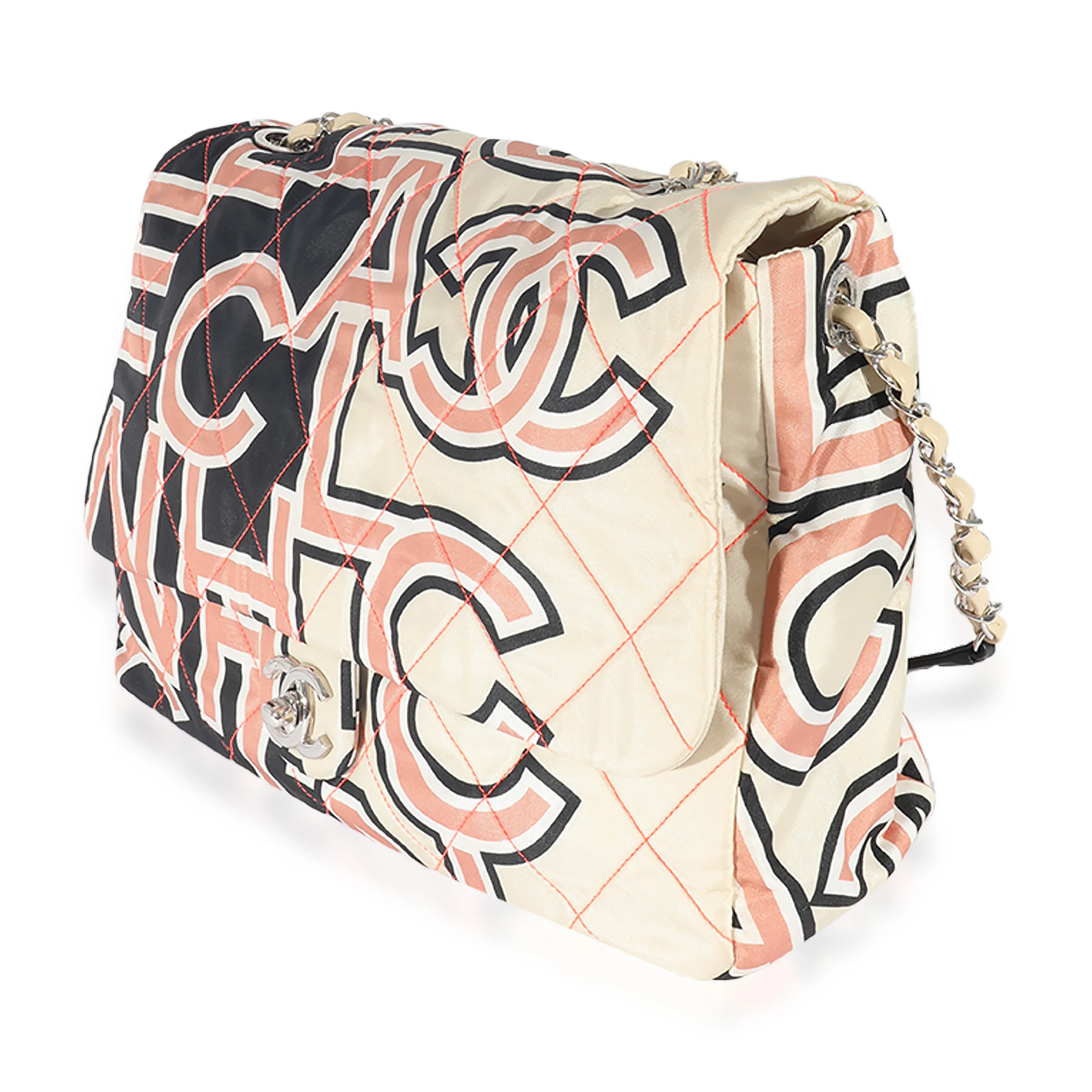 Chanel Pink and Multicolor Nylon Airline XL Flap Bag - Image 2