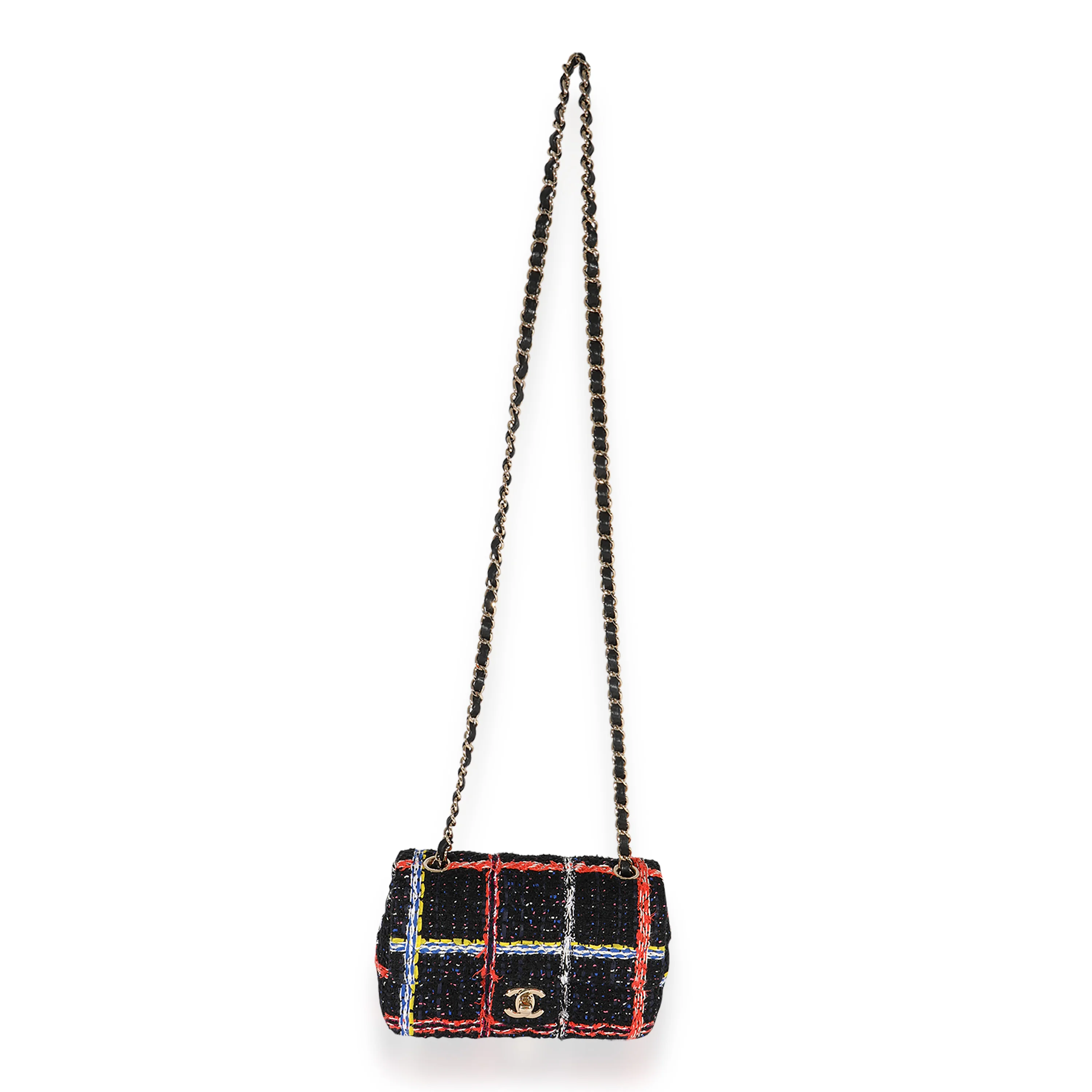 Black Multicolor Tweed Mini Rectangular Flap Bag - Image 4