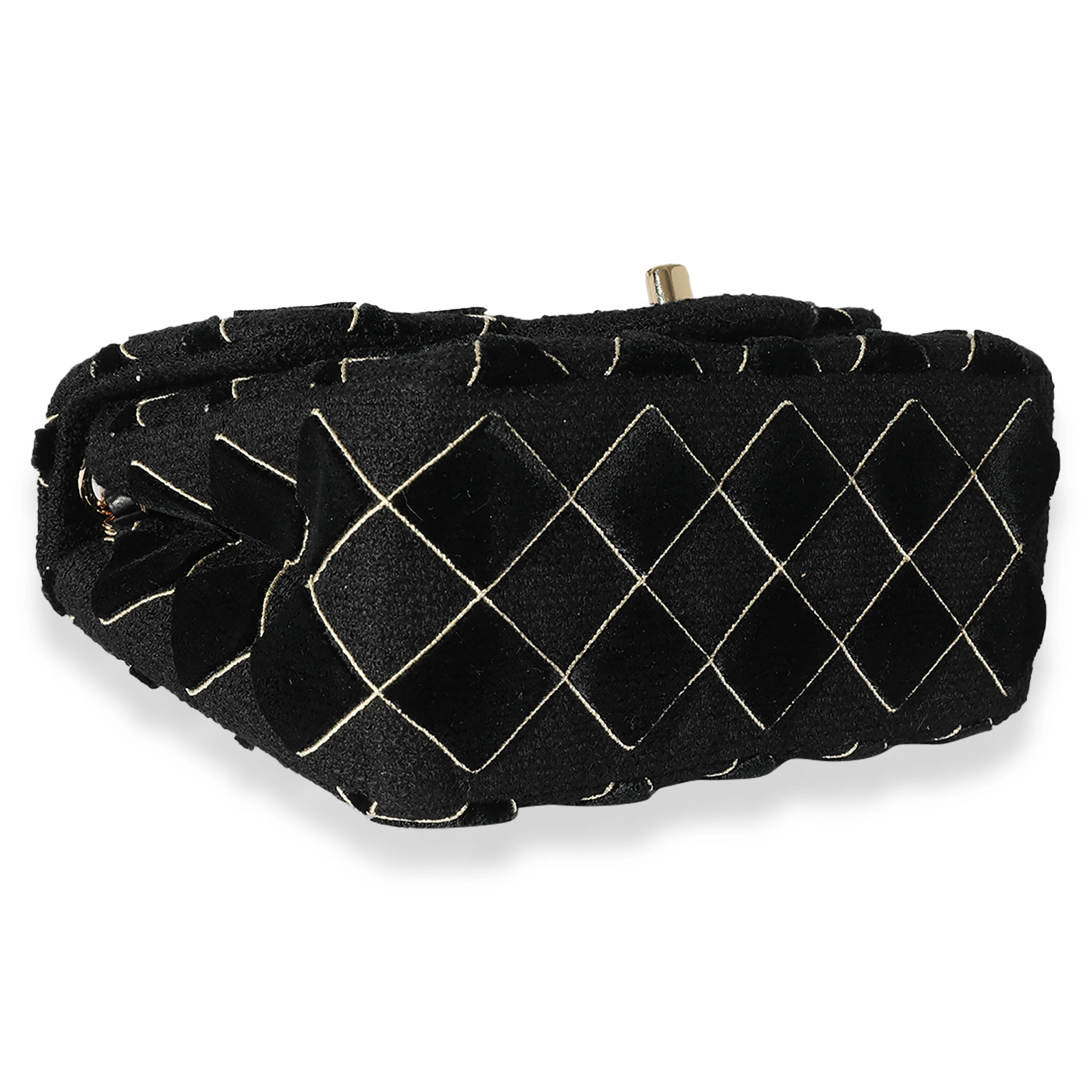 Chanel Black Velvet & Tweed Diamond Stitch Square Mini Flap Bag - Image 6