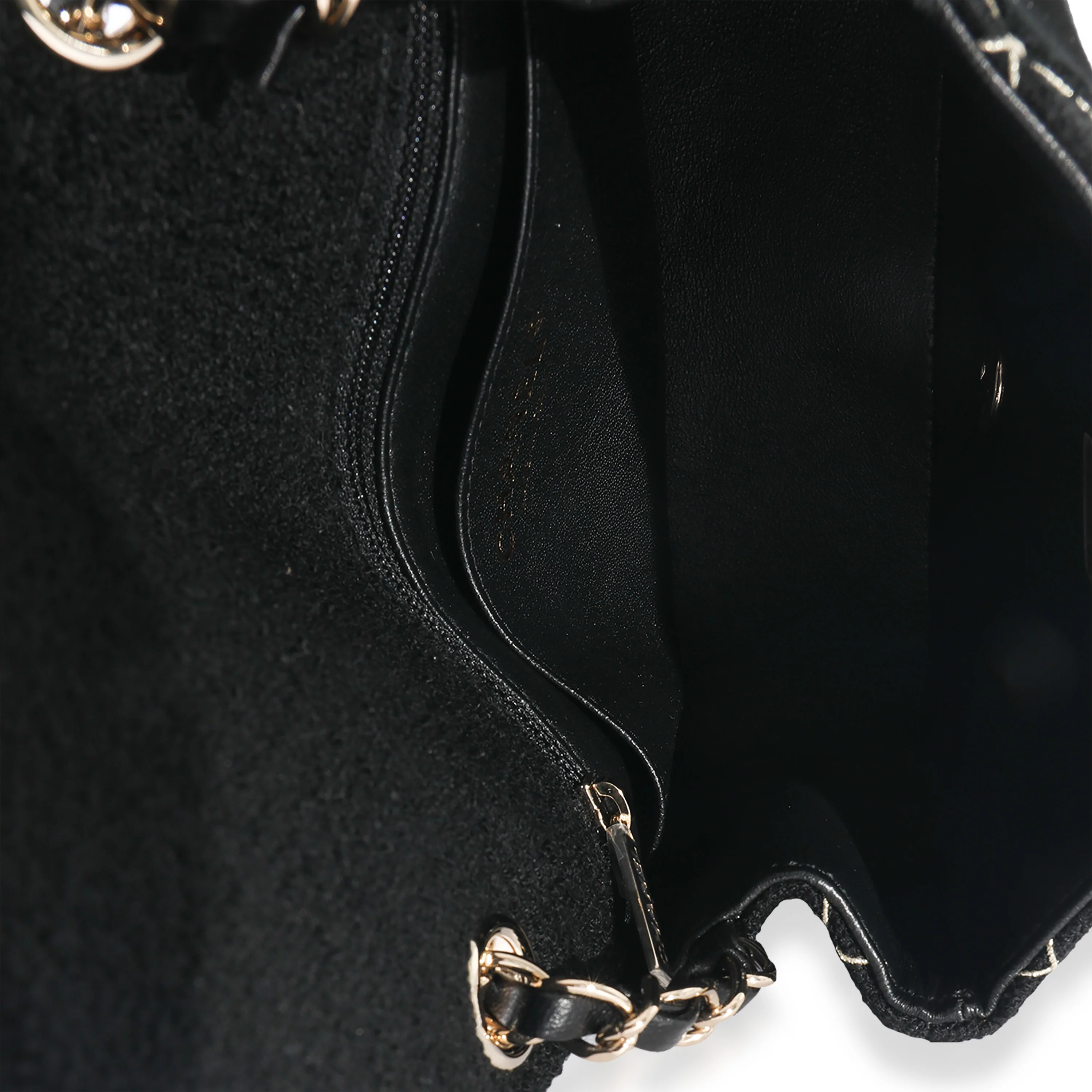 Chanel Black Velvet & Tweed Diamond Stitch Square Mini Flap Bag - Image 8