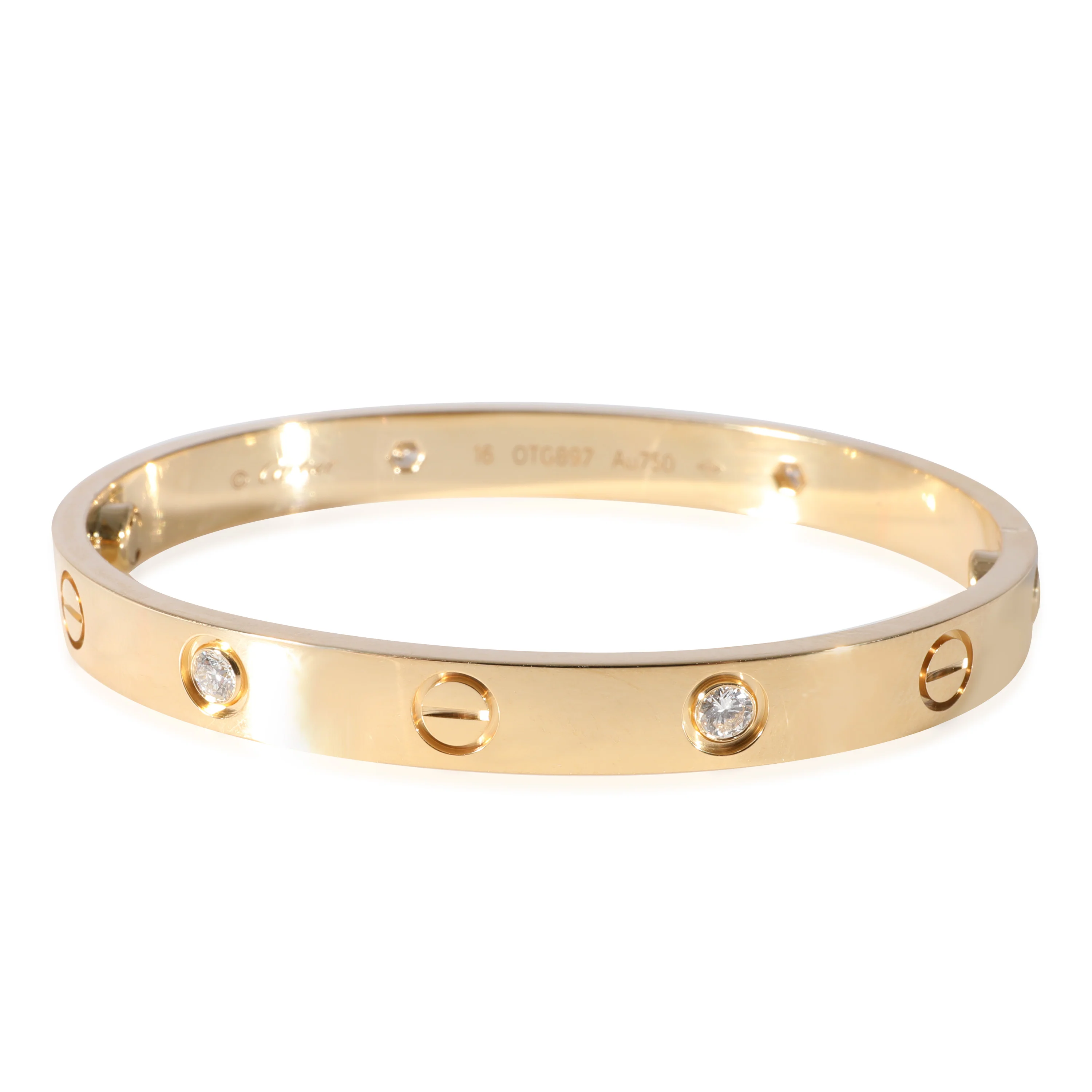 Cartier Love 4 Diamond Bracelet in 18k Yellow Gold 0.42 CTW