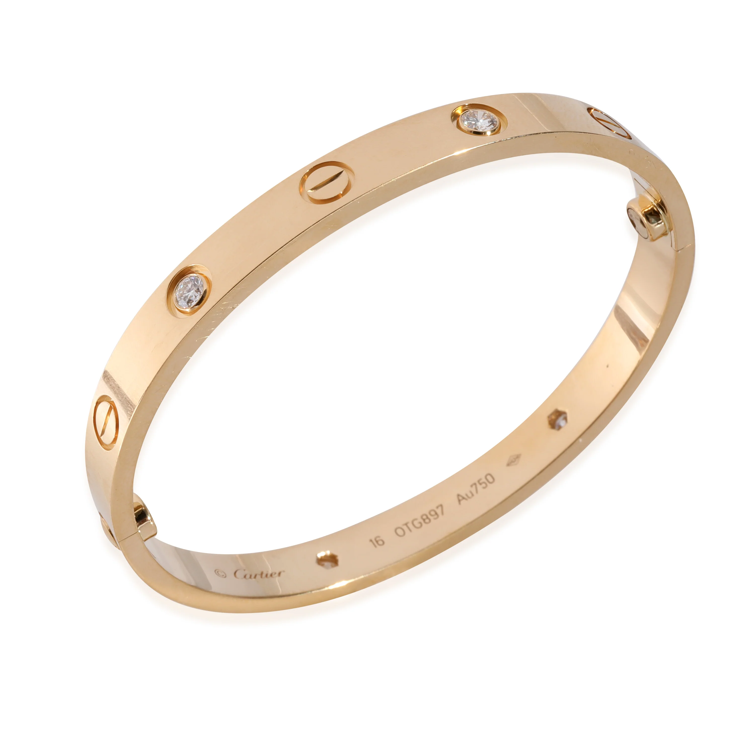 Cartier Love 4 Diamond Bracelet in 18k Yellow Gold 0.42 CTW - Image 4