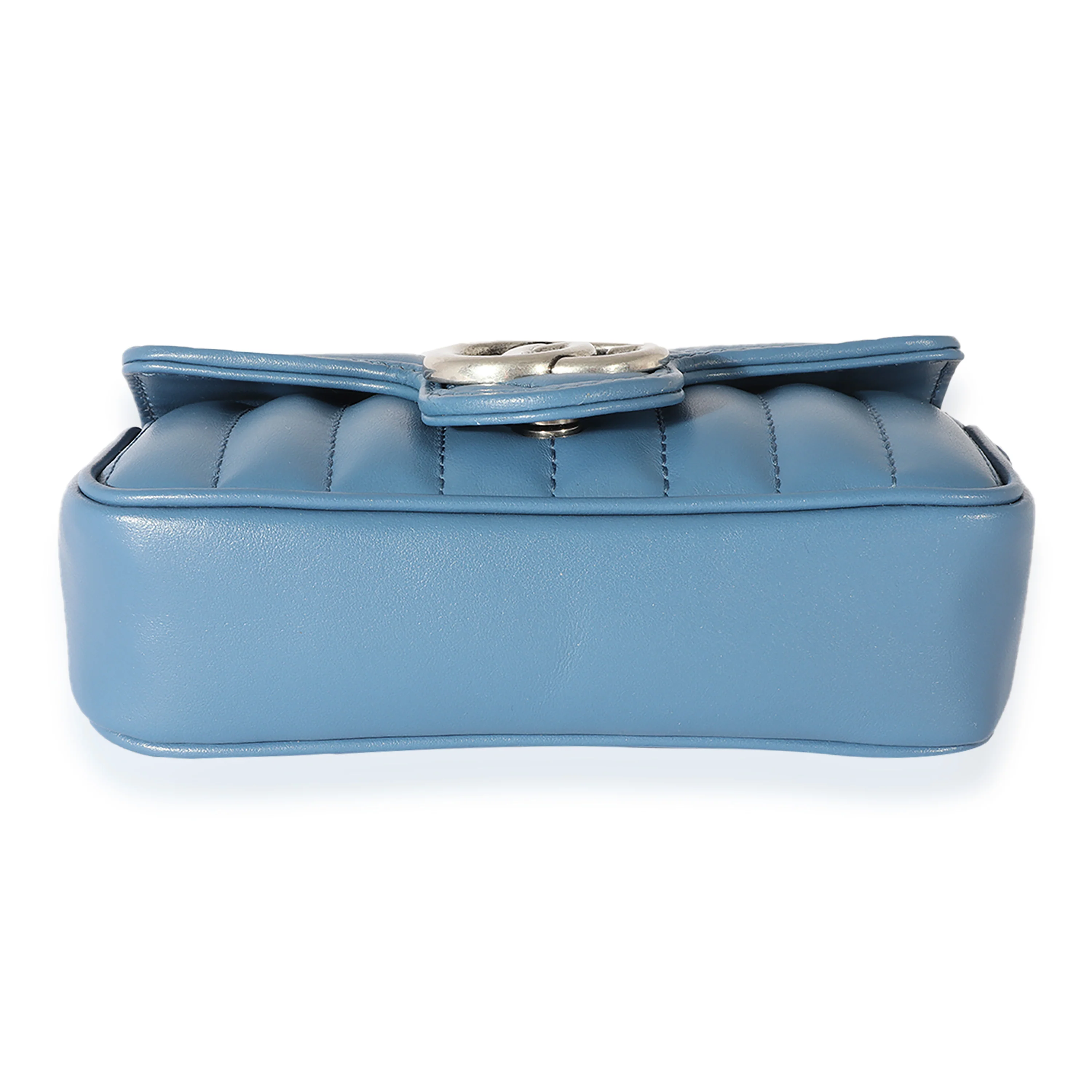 Gucci Blue Matelassé Leather Aria Marmont Super Mini Shoulder Bag - Image 5