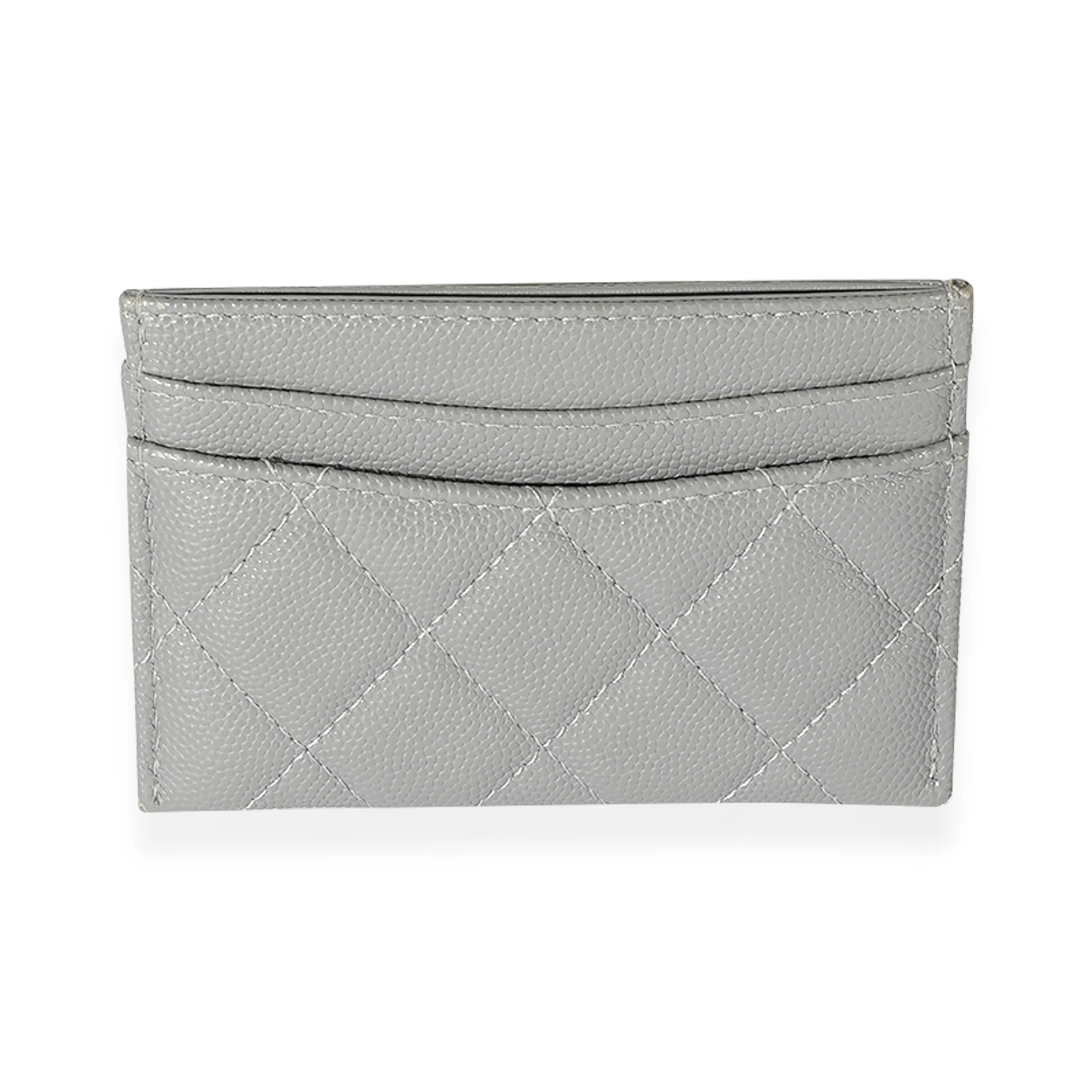 Chanel CC Caviar Grey Classic Card Holder - Image 3