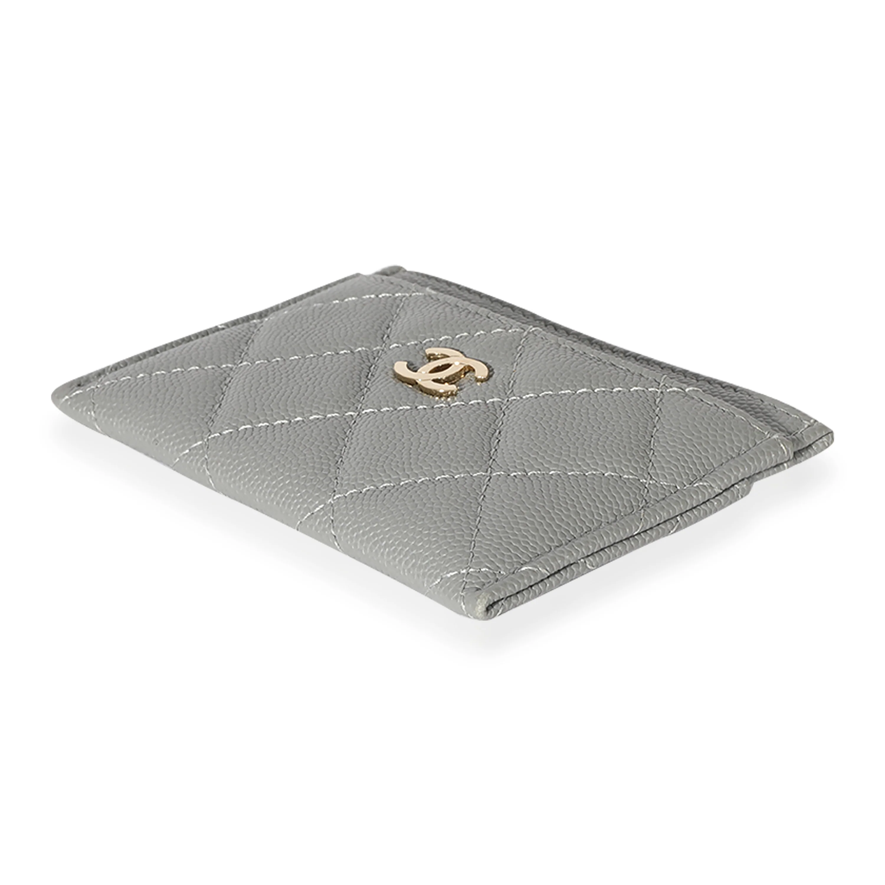 Chanel CC Caviar Grey Classic Card Holder - Image 7