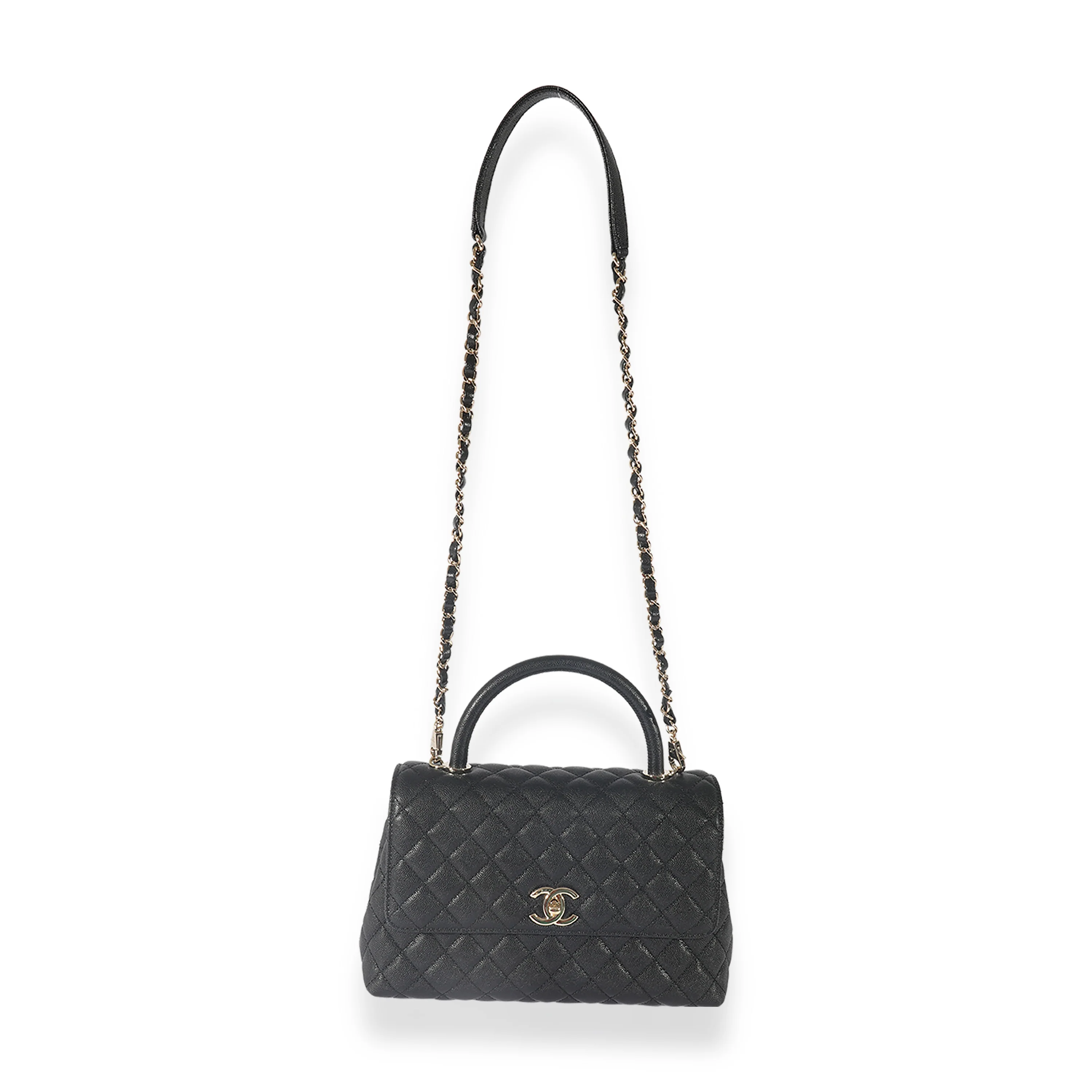 Chanel Black Quilted Caviar Medium Coco Top Handle Bag - Image 4