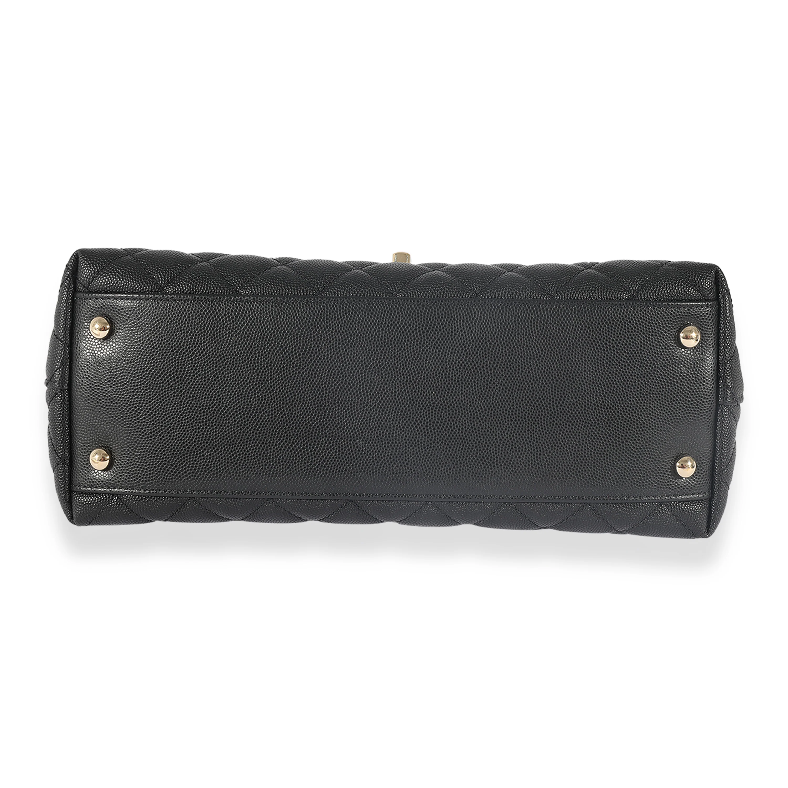 Chanel Black Quilted Caviar Medium Coco Top Handle Bag - Image 5