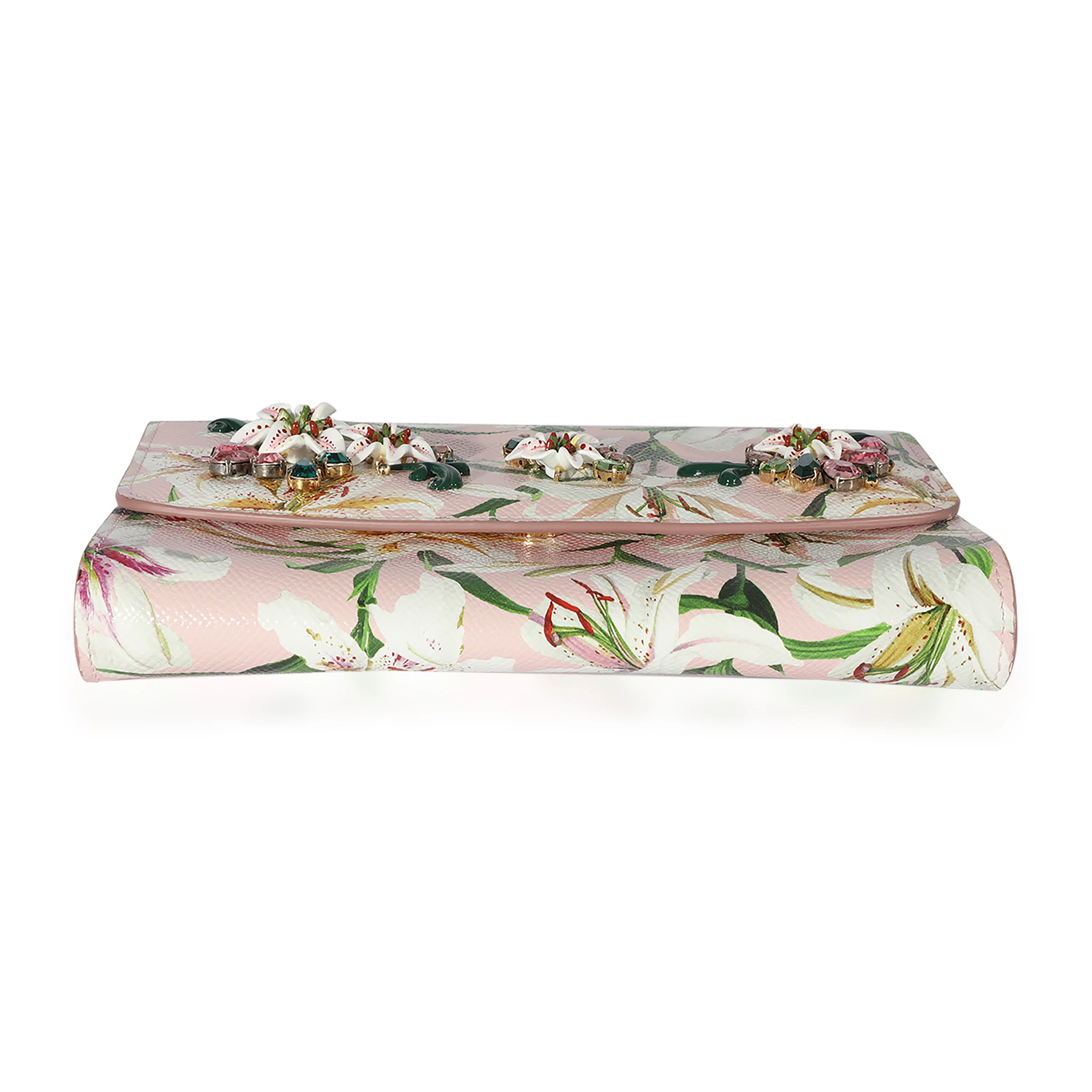 Dolce & Gabbana Pink Floral Print Coated Canvas Embellished Clutch - Image 5
