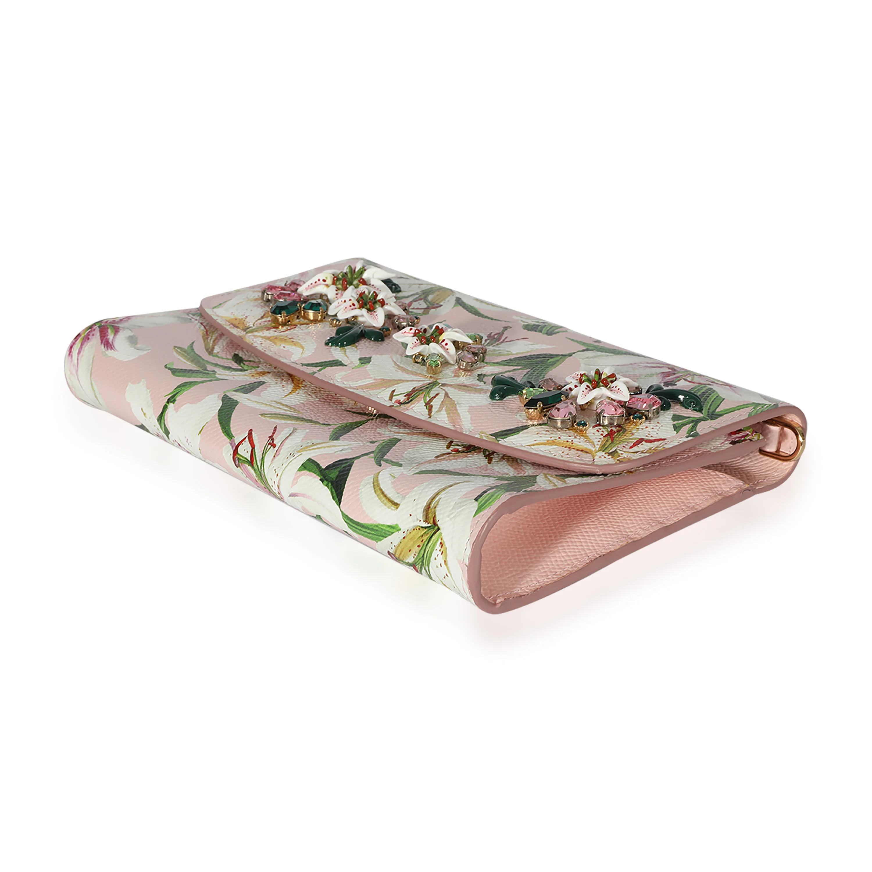 Dolce & Gabbana Pink Floral Print Coated Canvas Embellished Clutch - Image 6
