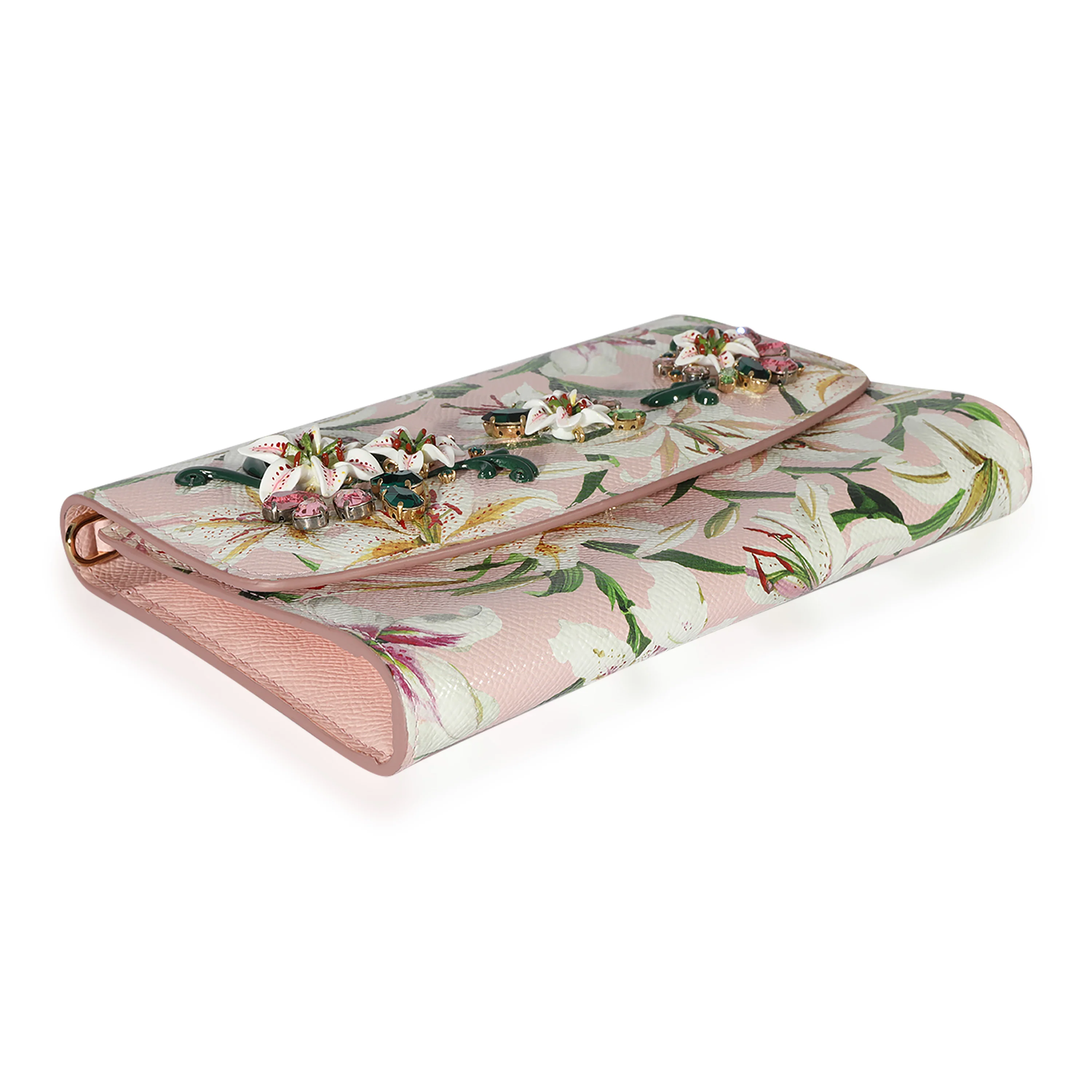 Dolce & Gabbana Pink Floral Print Coated Canvas Embellished Clutch - Image 7