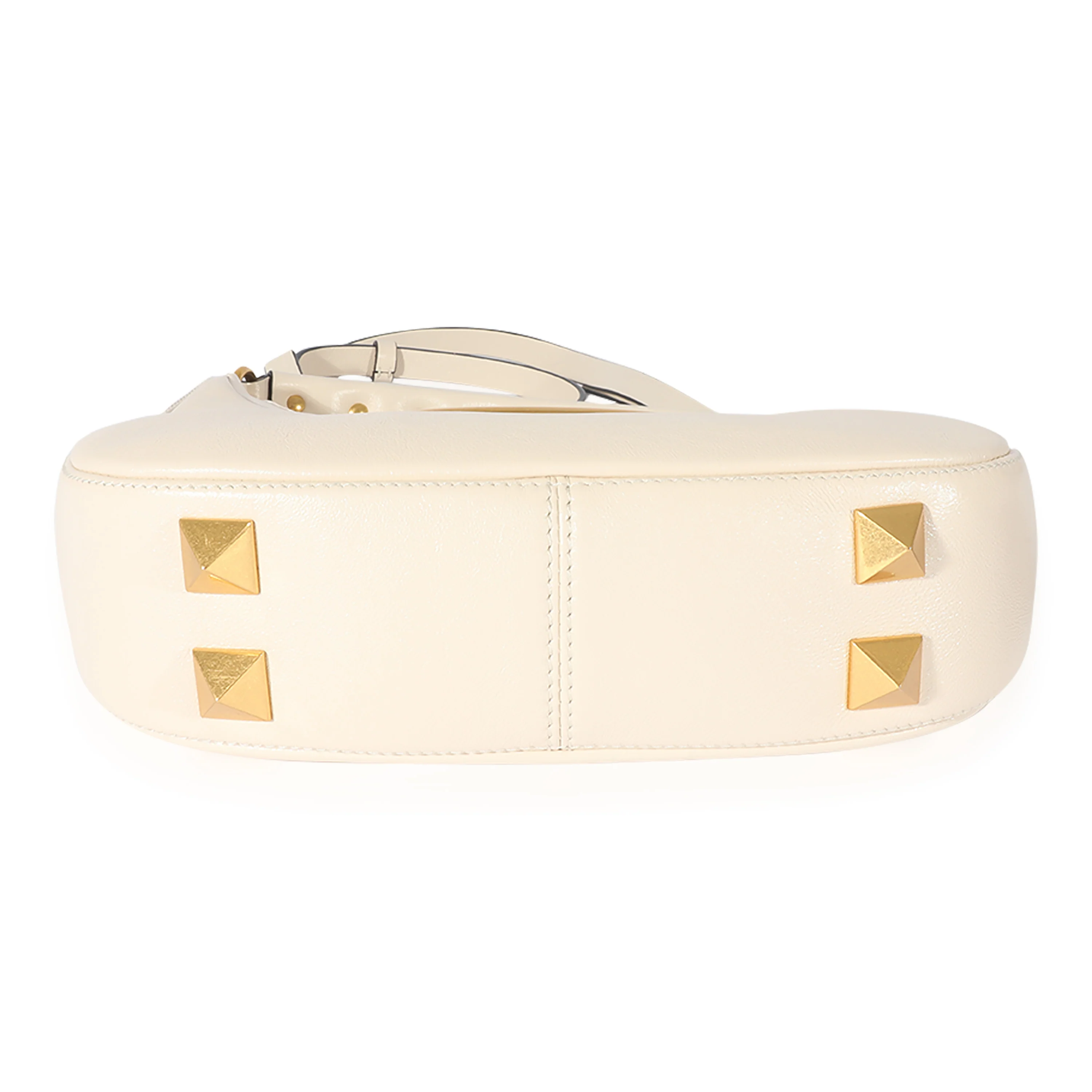 White Calfskin Stud Sign Hobo - Image 5