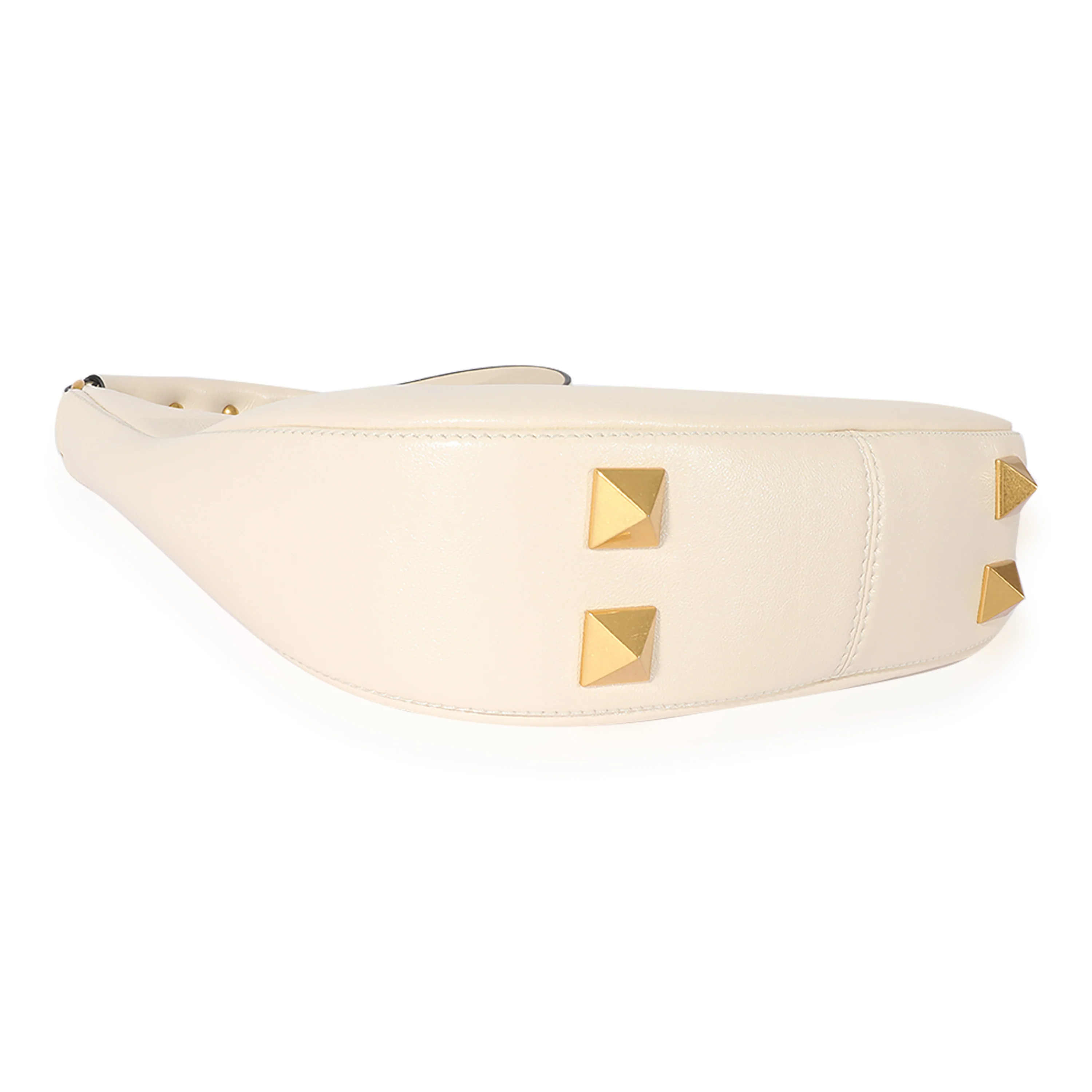 White Calfskin Stud Sign Hobo - Image 6