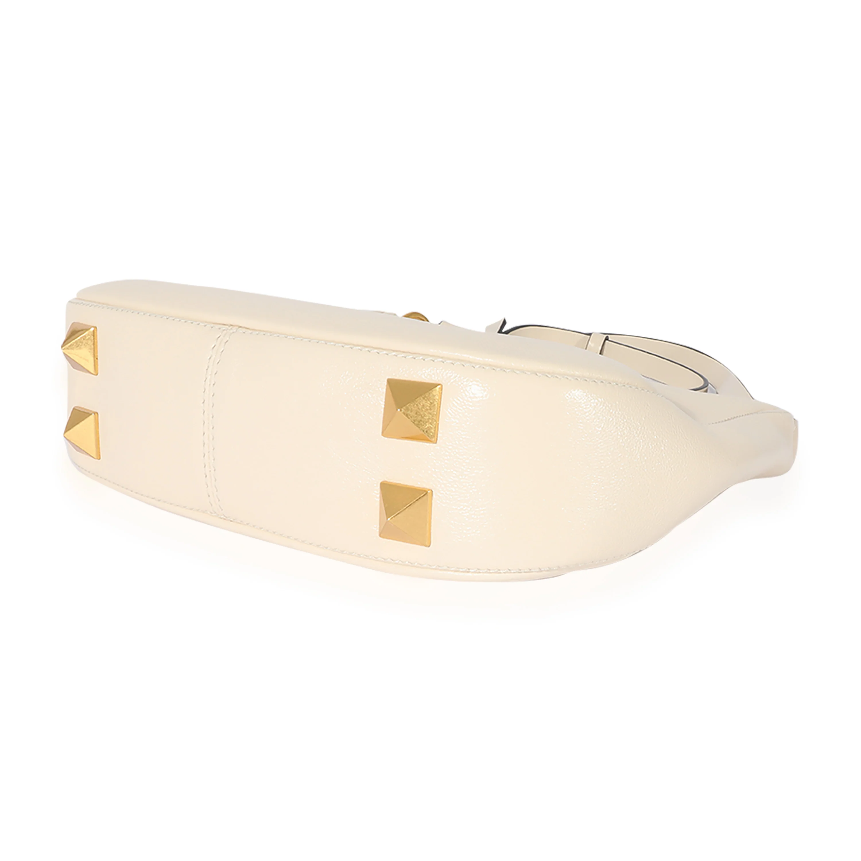 White Calfskin Stud Sign Hobo - Image 7