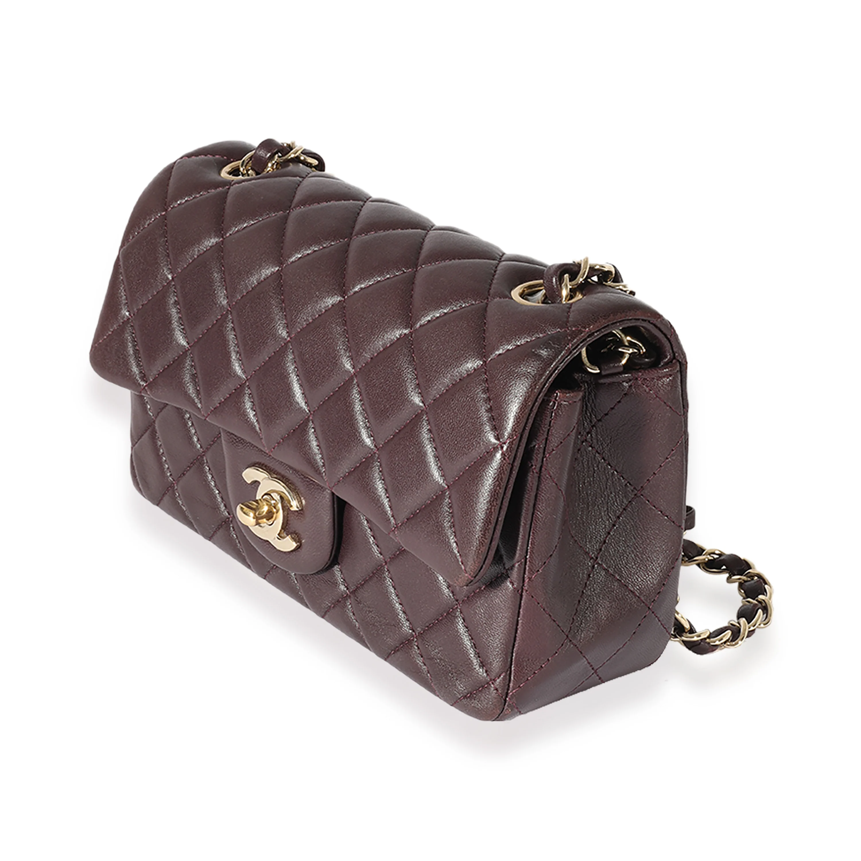 Chanel Purple Quilted Lambskin Rectangular Mini Flap Bag - Image 2