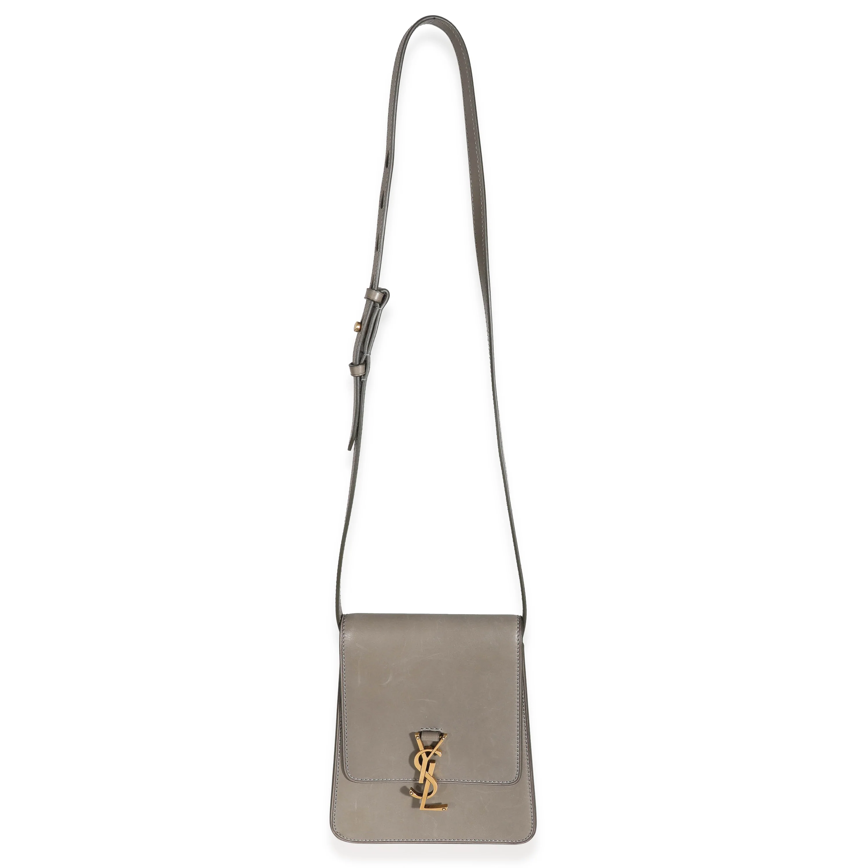 Grey Leather North South Kaia Satchel - Image 8