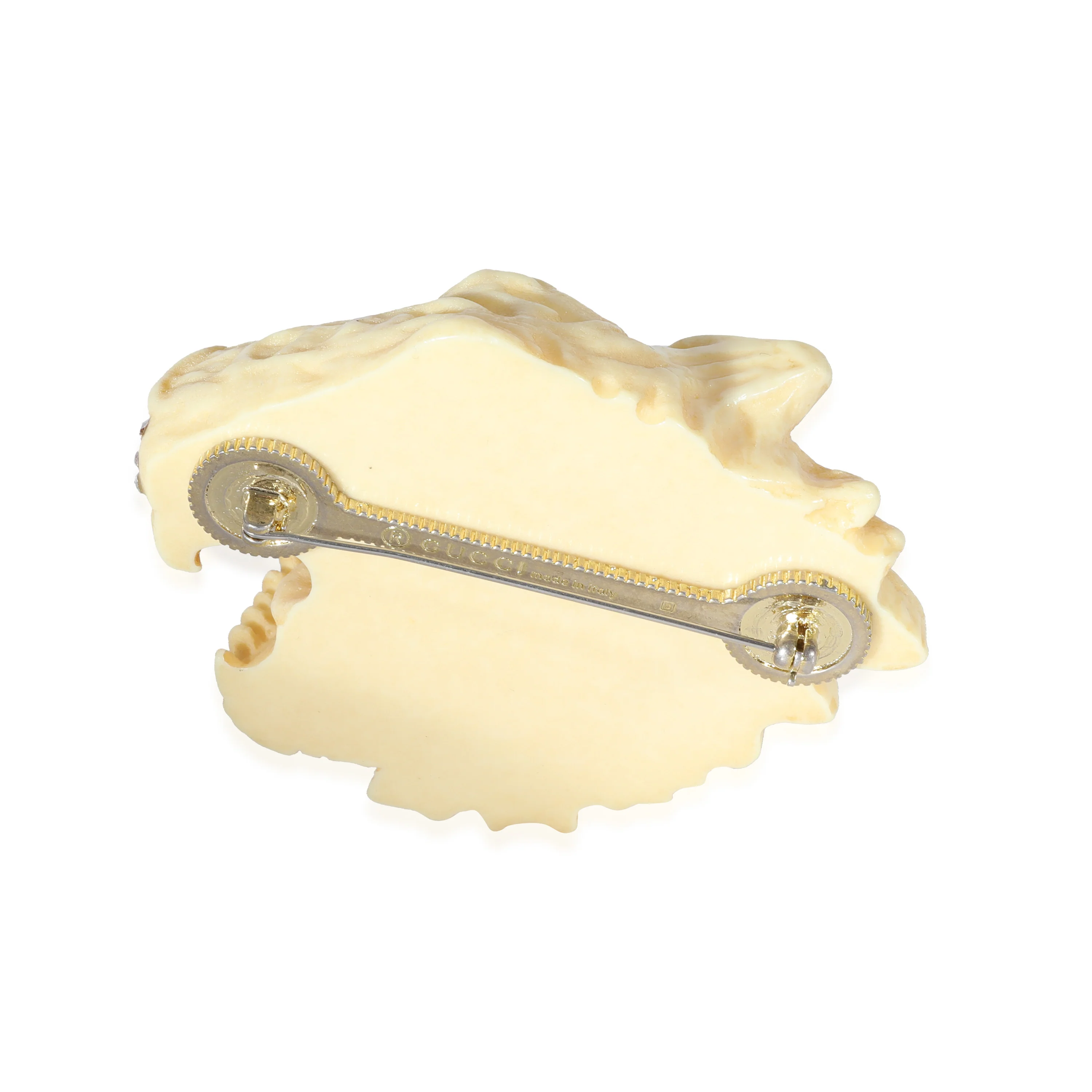 Alessandro Michele Cream Resin & Crystal Tigers Head Brooch, 2 3/4 Wide - Image 3
