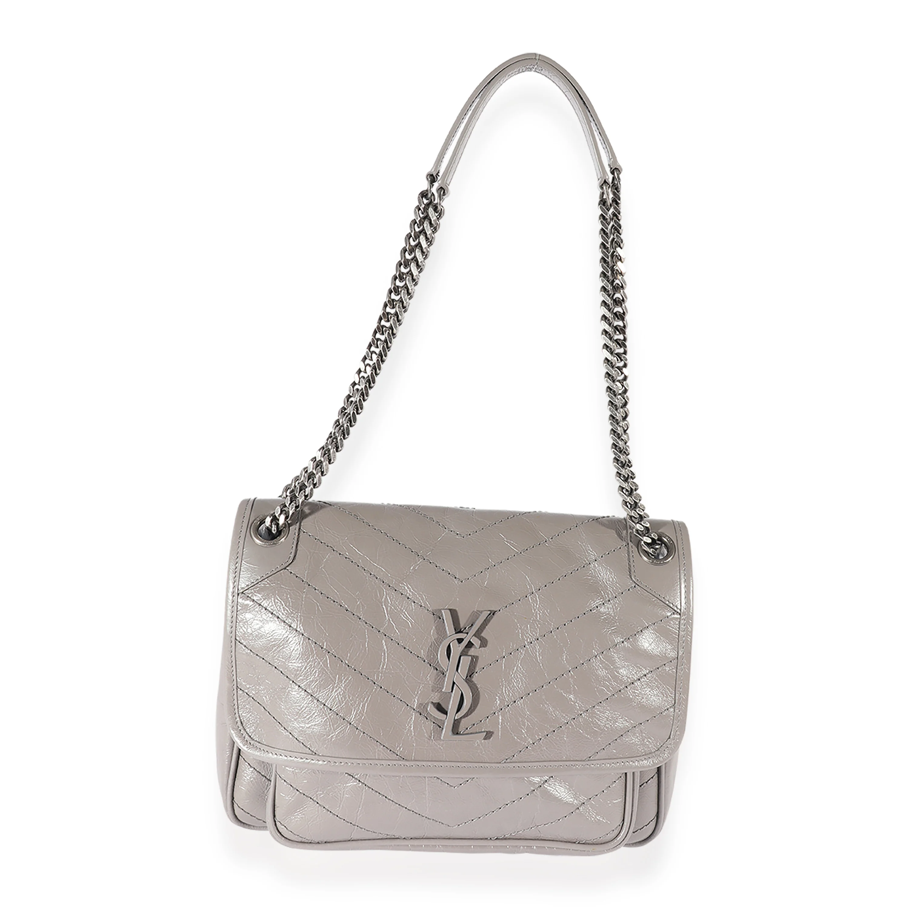 Saint Laurent Grey Leather Medium Niki - Image 4