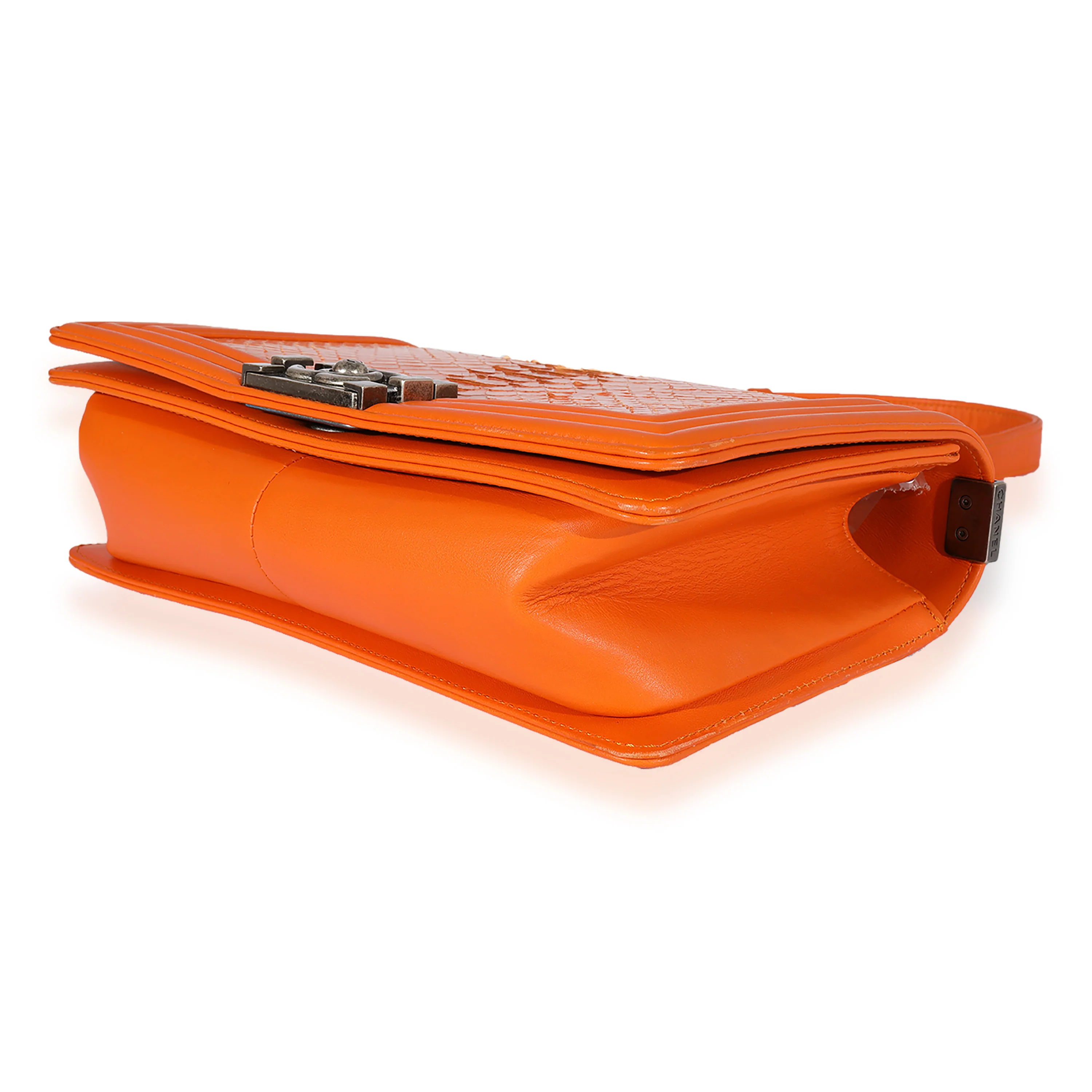 Chanel Orange Python Medium Boy Bag - Image 6