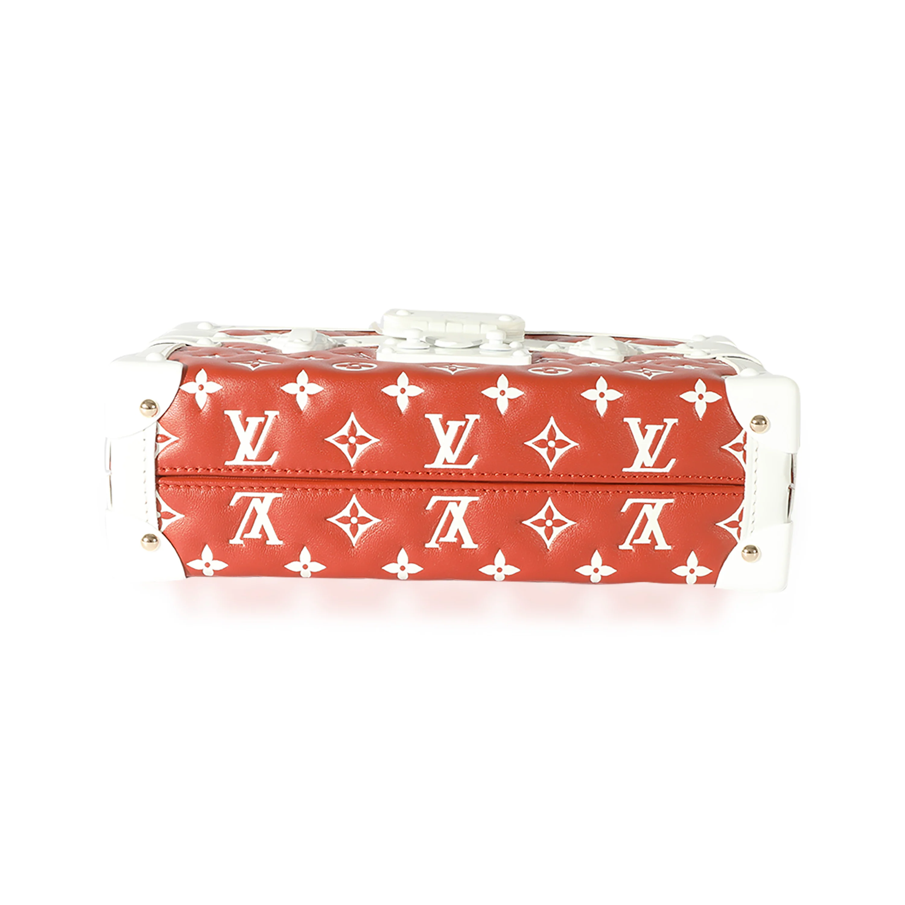 Terracotta & White Monogram Embossed Lambskin Petite Malle - Image 5