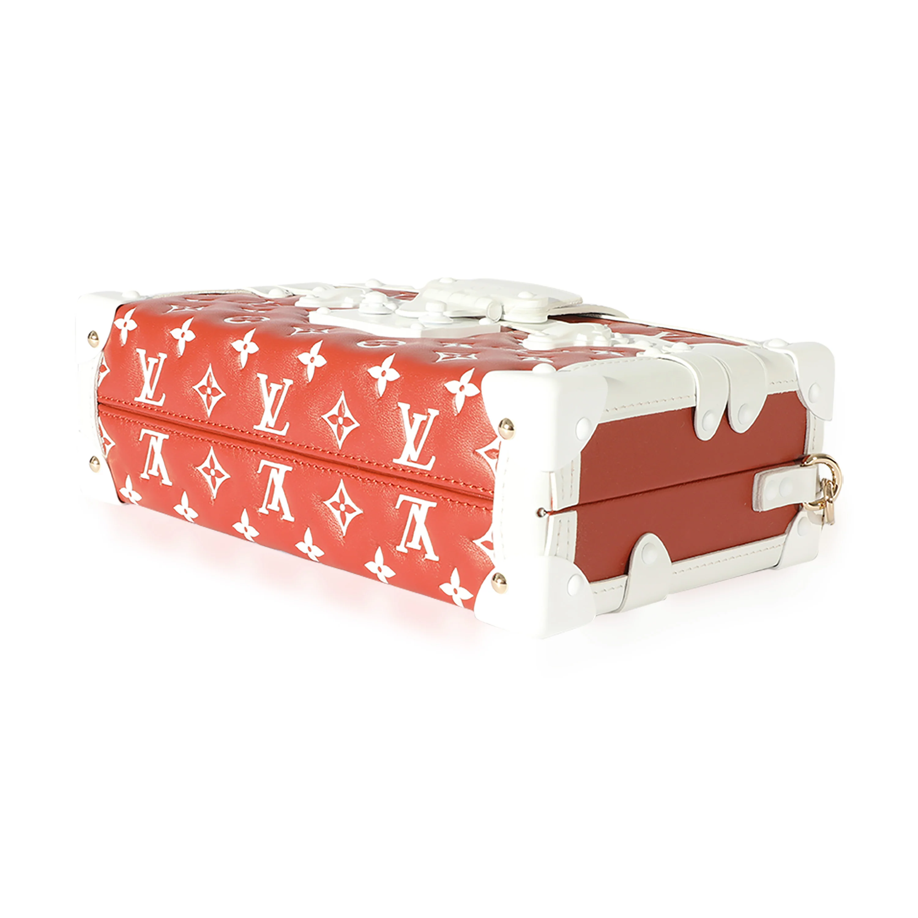 Terracotta & White Monogram Embossed Lambskin Petite Malle - Image 7