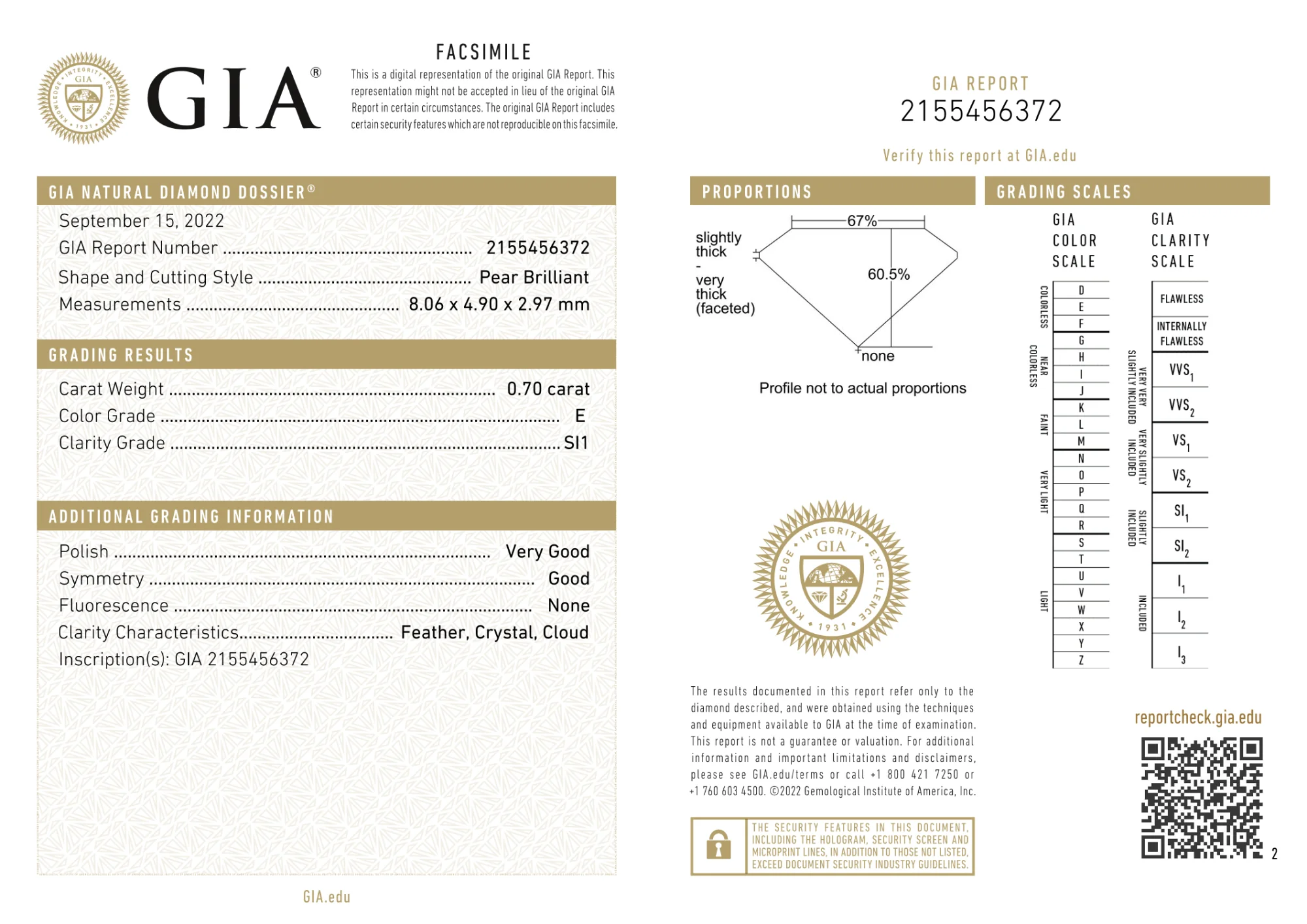 GIA Certified 0.70 Ct Pear cut E SI1 Loose Diamond - Image 2