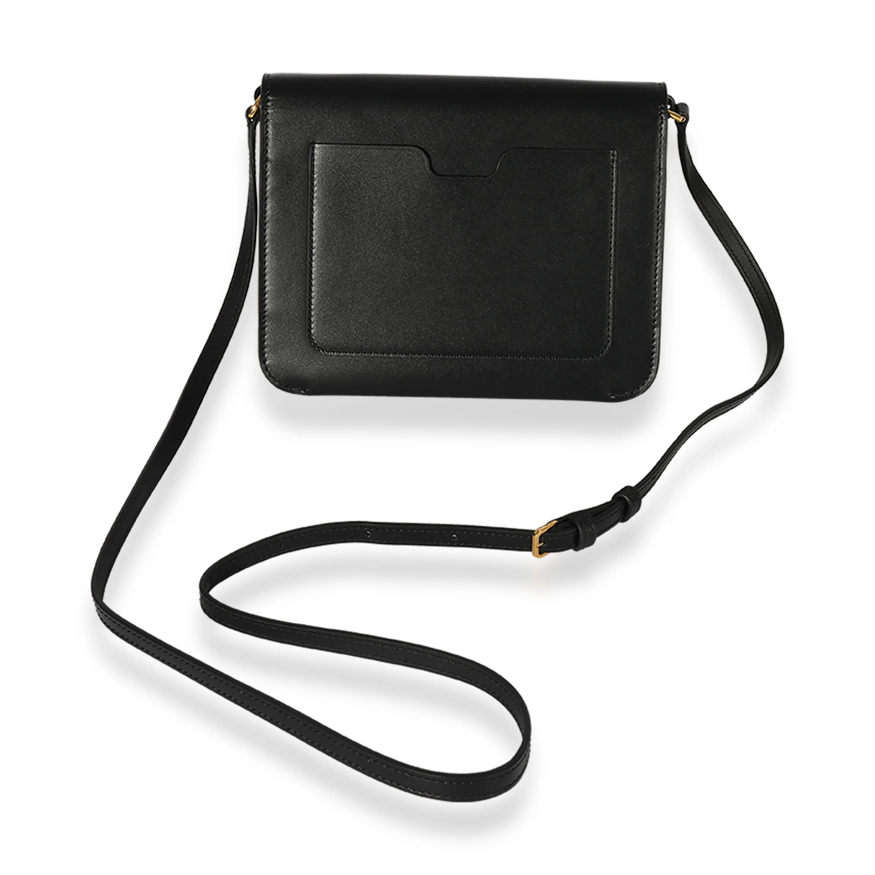 Burberry Black Smooth Leather TB Mini Flat Bag - Image 3
