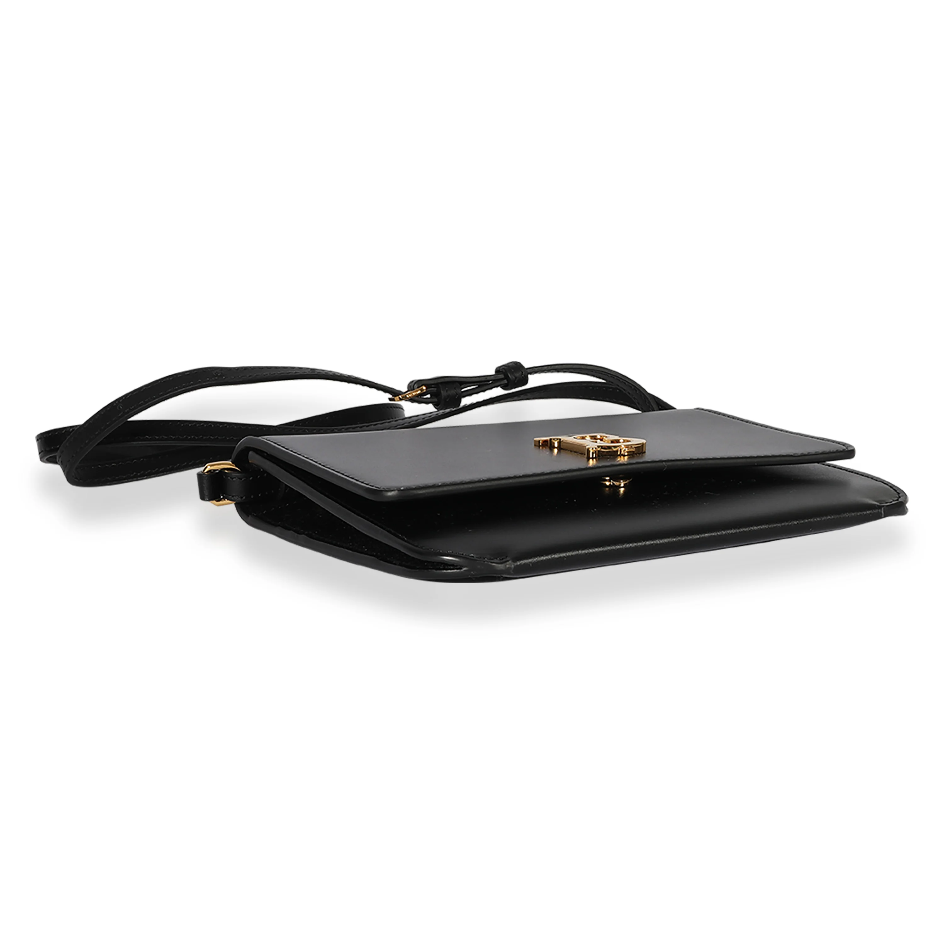 Burberry Black Smooth Leather TB Mini Flat Bag - Image 7