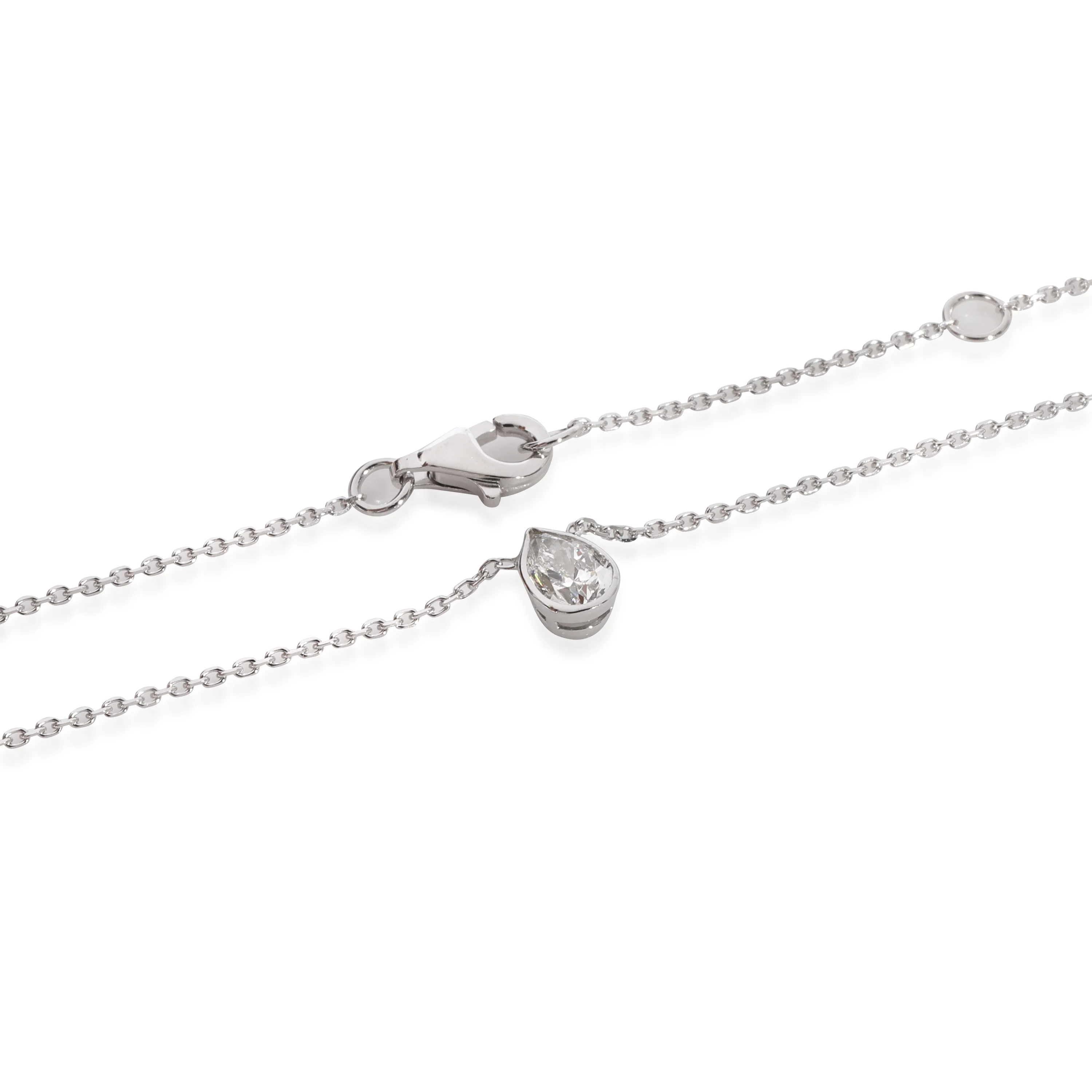 GIA Pear Diamond Bezel Set Pendant in 18k White Gold, 0.51 Ct, on a Chain - Image 2
