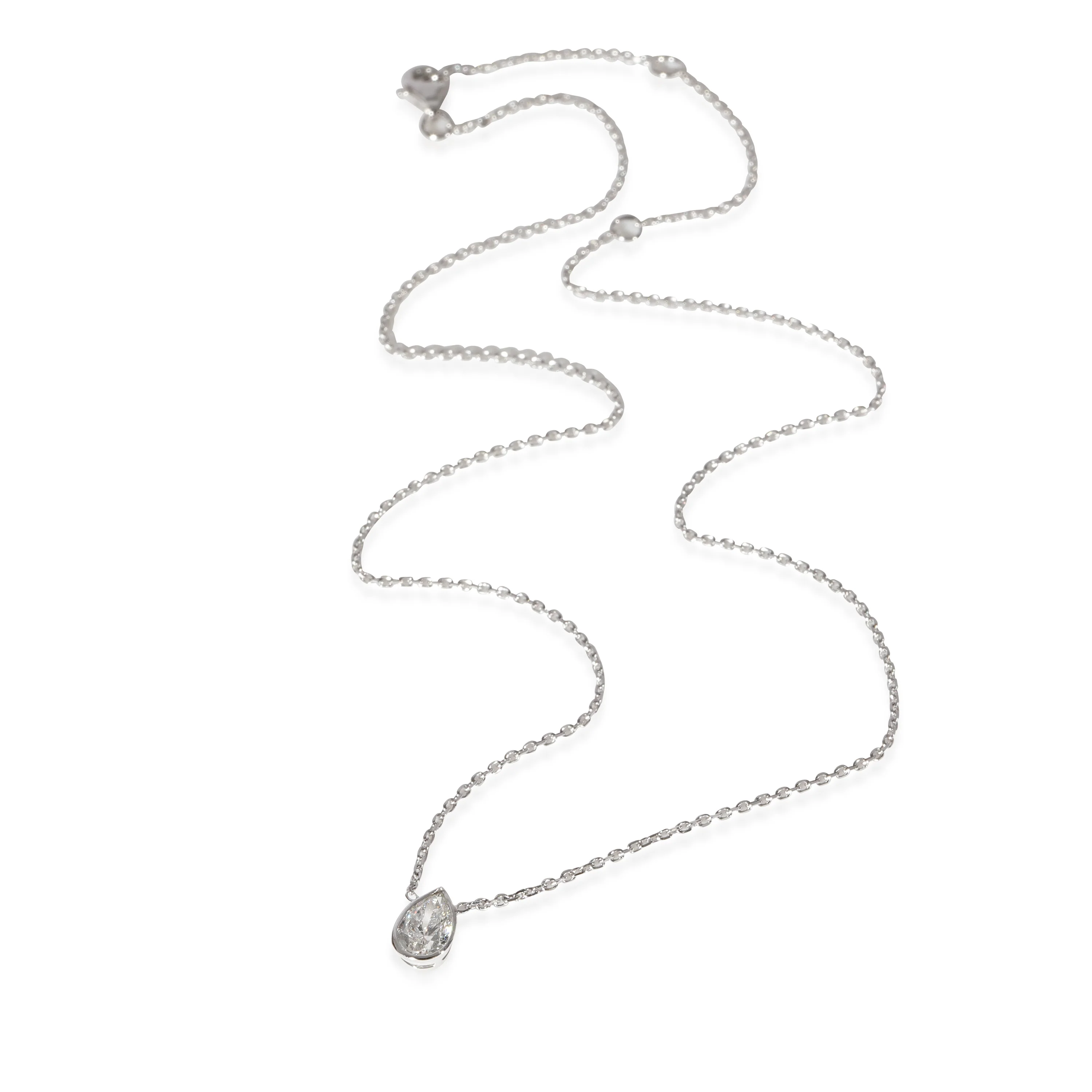 GIA Pear Diamond Bezel Set Pendant in 18k White Gold, 0.51 Ct, on a Chain - Image 3