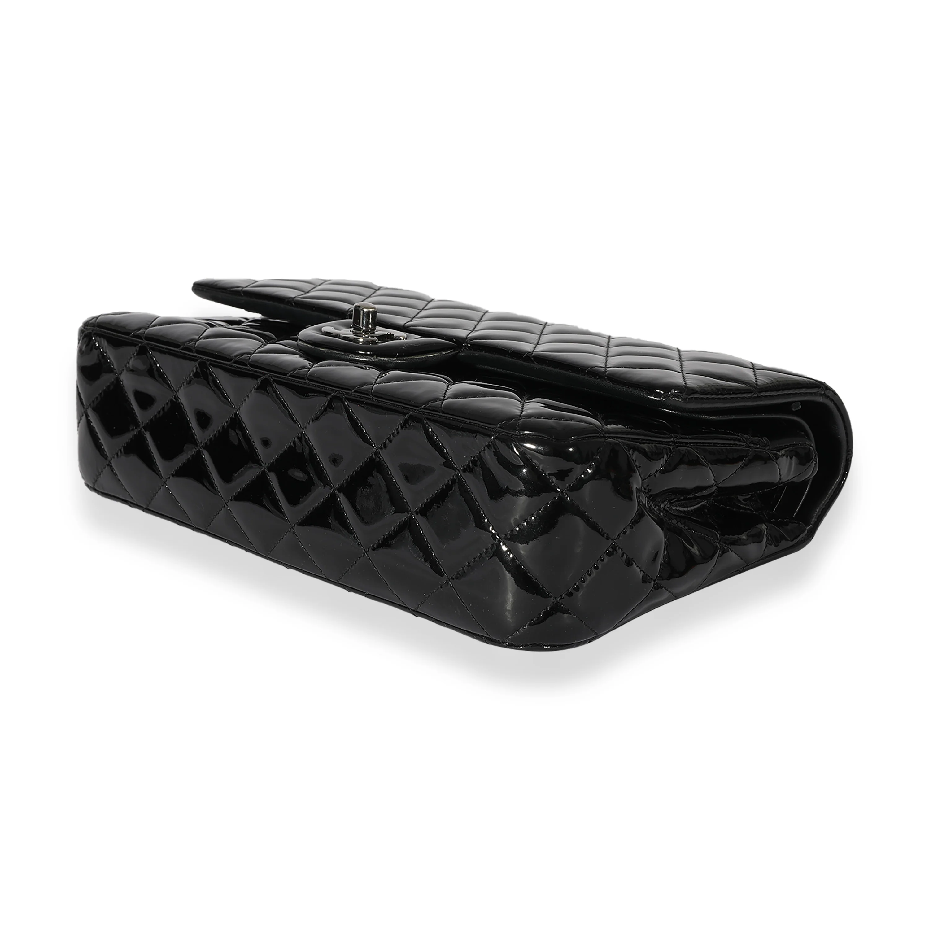 Chanel Black Quilted Patent Leather Medium Classic Double Flap Bag - Image 6