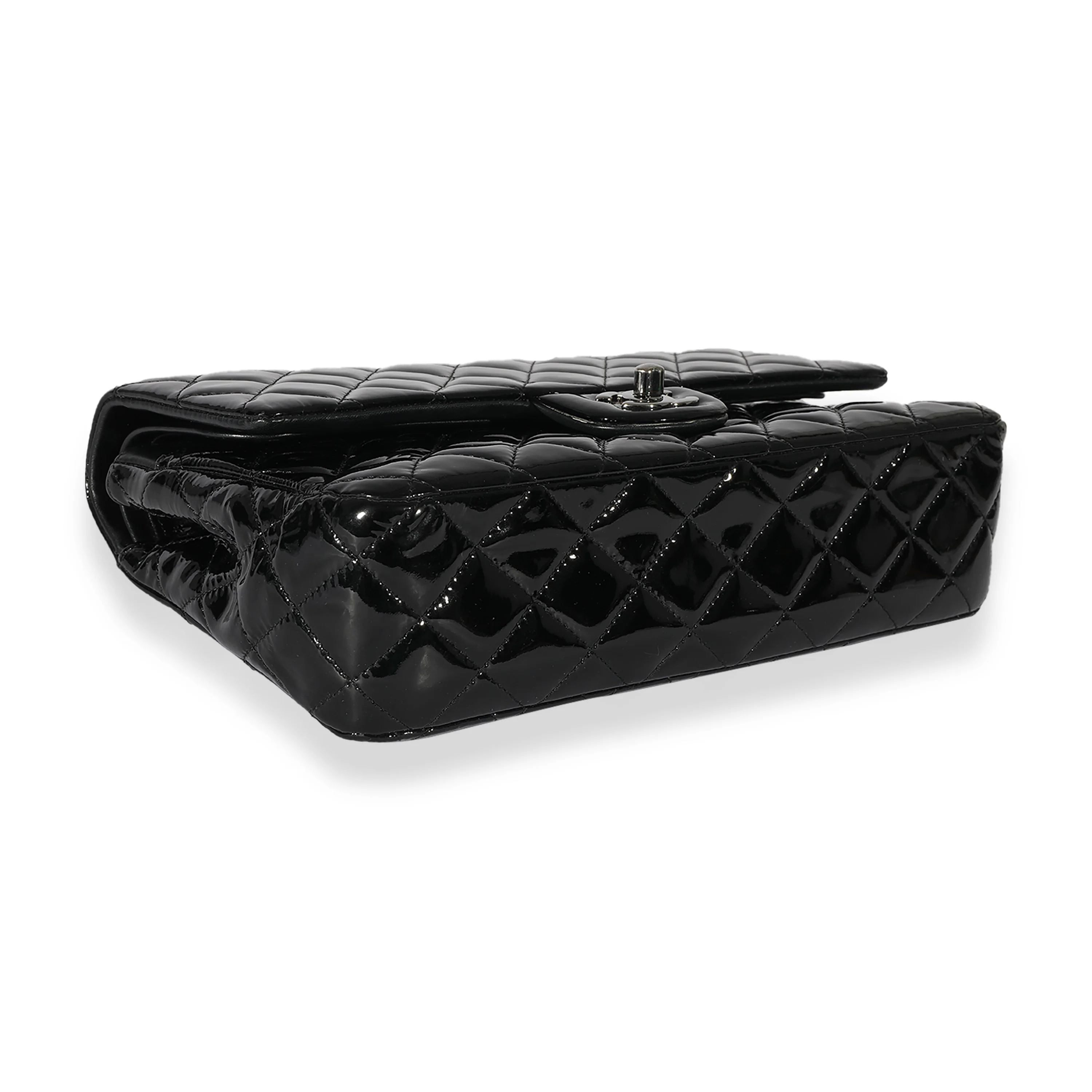 Chanel Black Quilted Patent Leather Medium Classic Double Flap Bag - Image 7