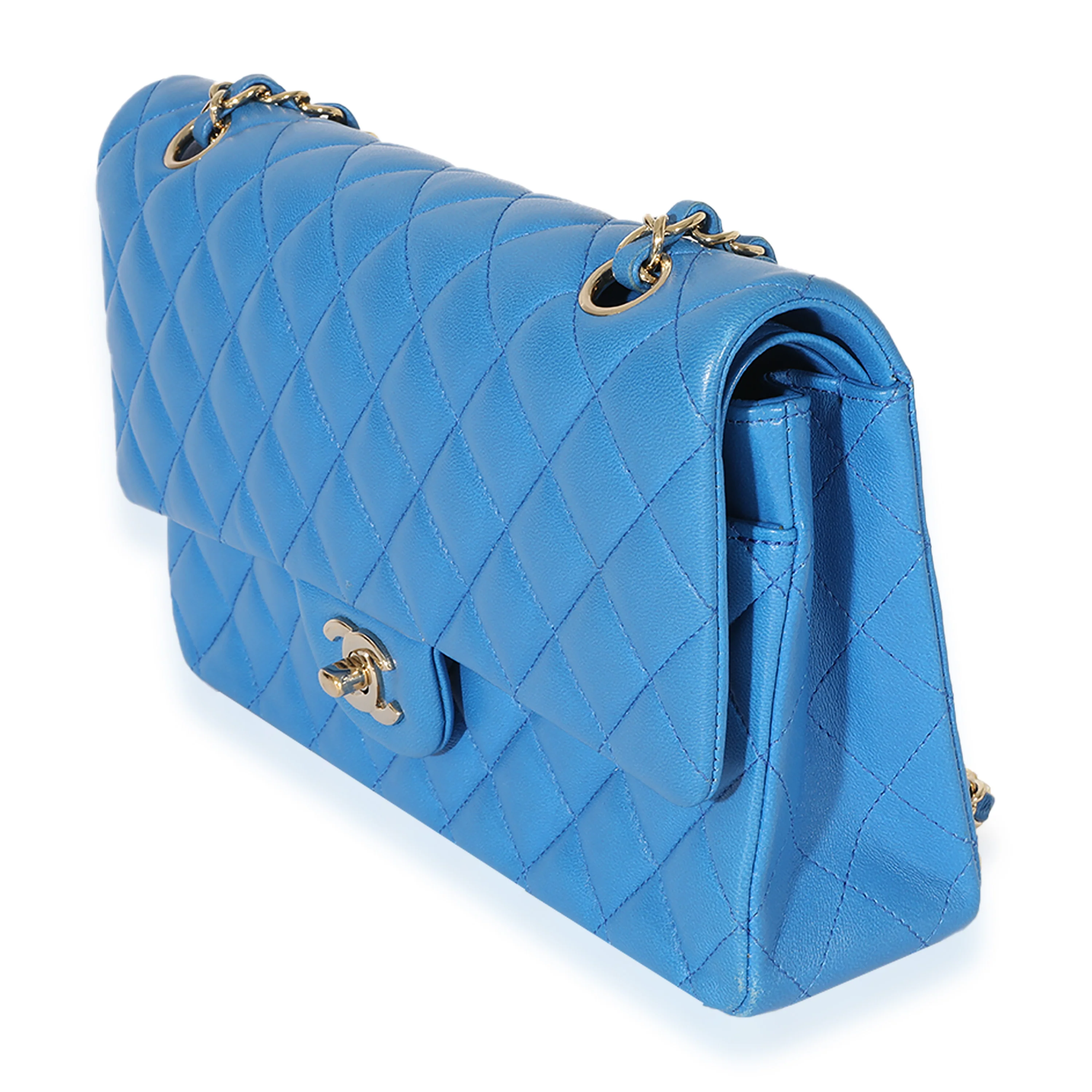 Chanel Blue Quilted Lambskin Medium Double Flap Bag - Image 2