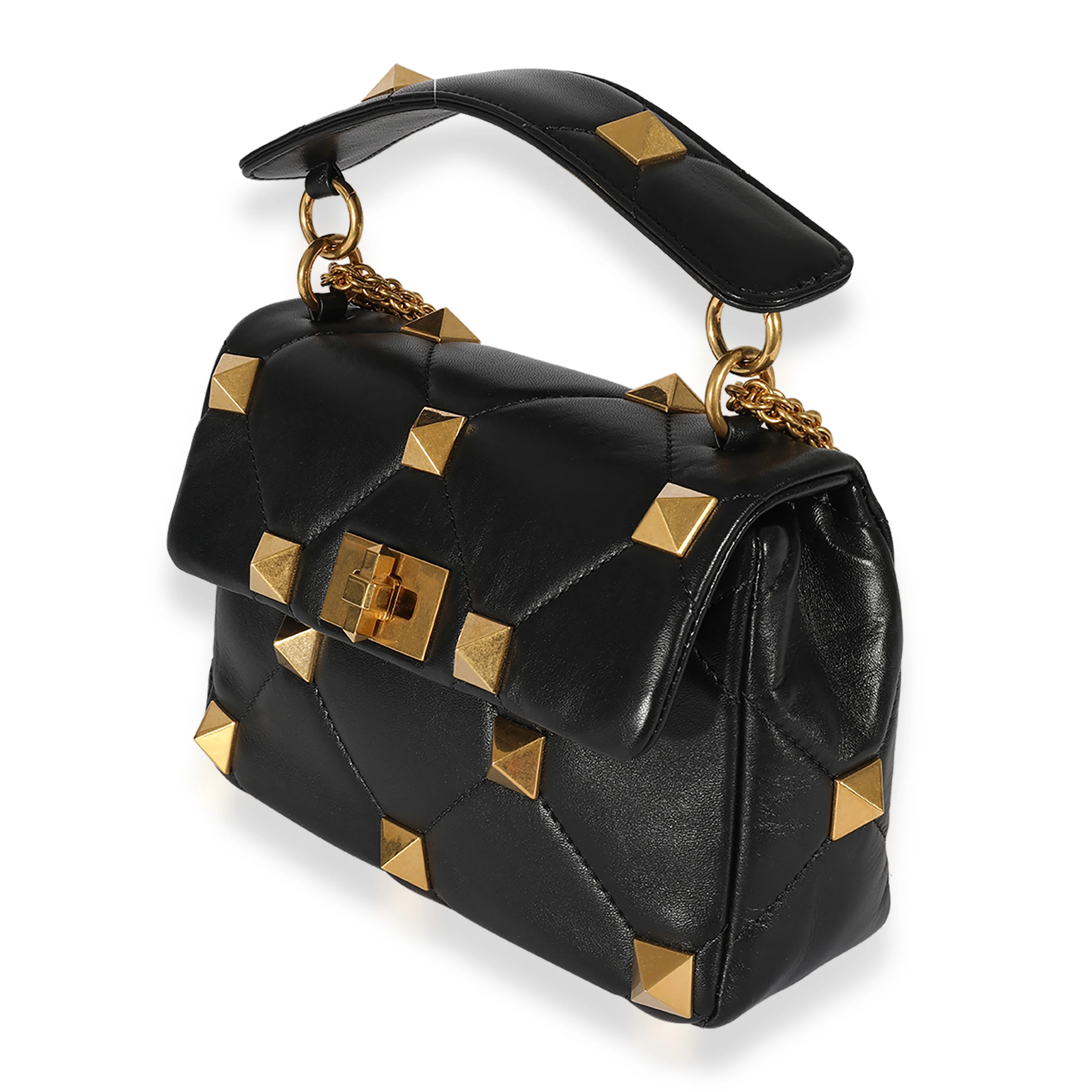 Valentino Black Leather Medium Roman Stud Shoulder Bag - Image 2